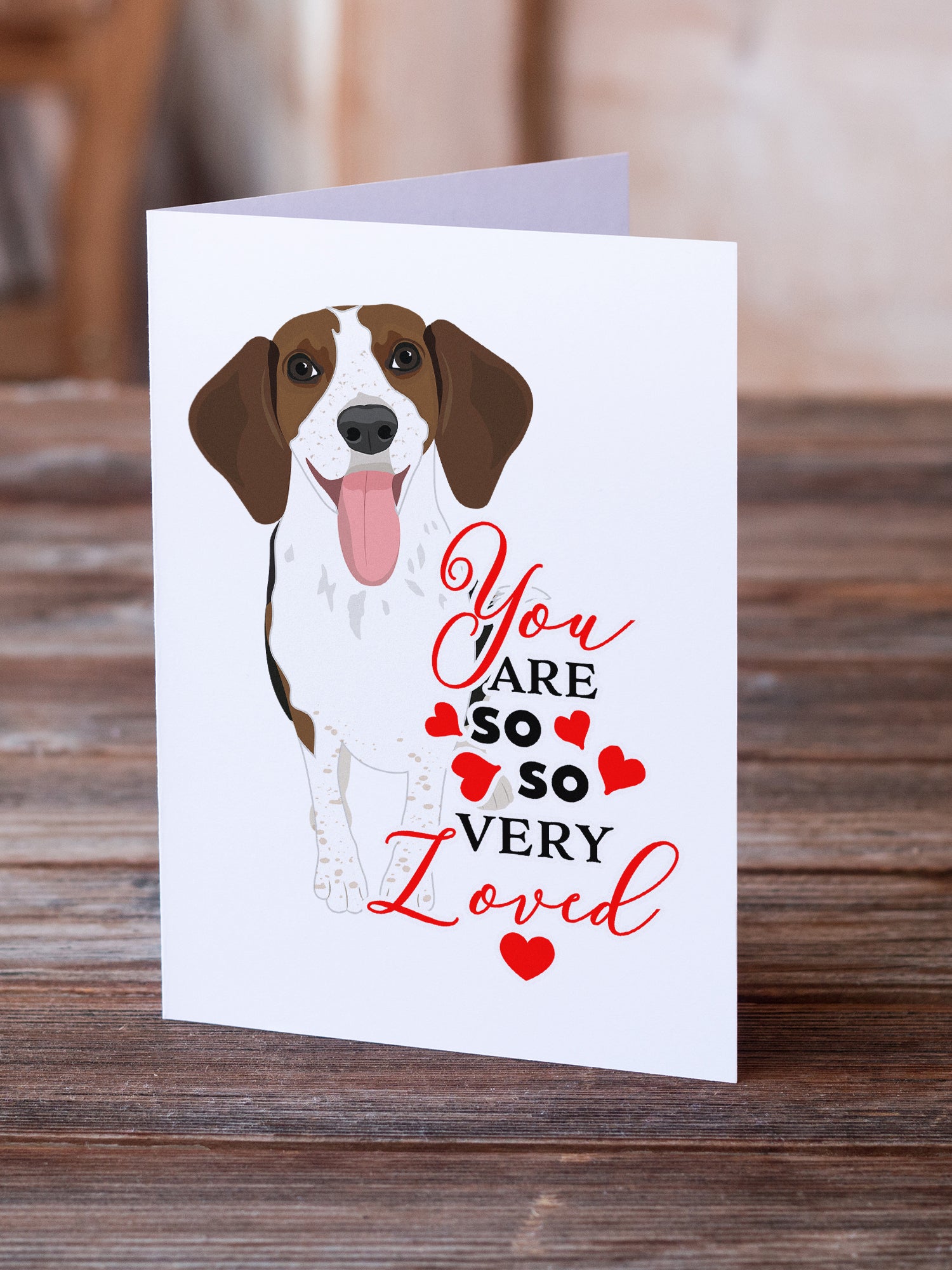 Beagle Tricolor Red Ticked #3 so Loved Greeting Cards and Envelopes Pack of 8 - the-store.com