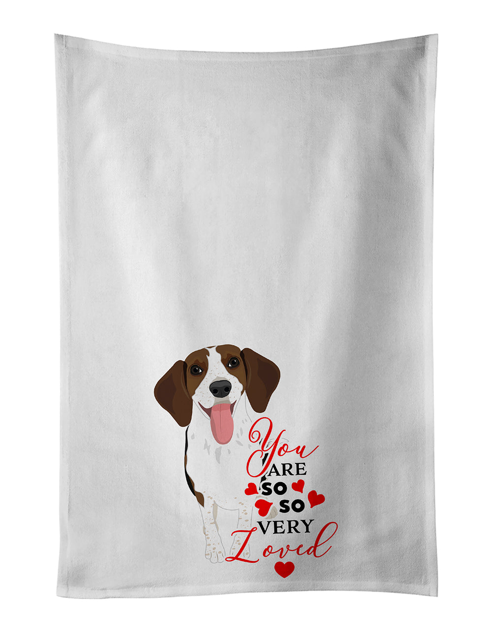 Buy this Beagle Tricolor Red Ticked #3 so Loved White Kitchen Towel Set of 2