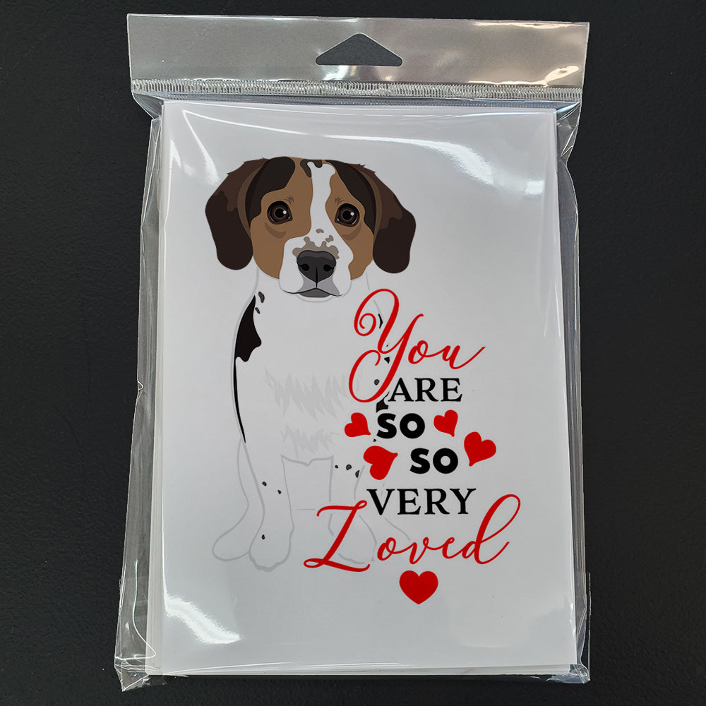 Beagle Tricolor Ticked so Loved Greeting Cards and Envelopes Pack of 8 - the-store.com