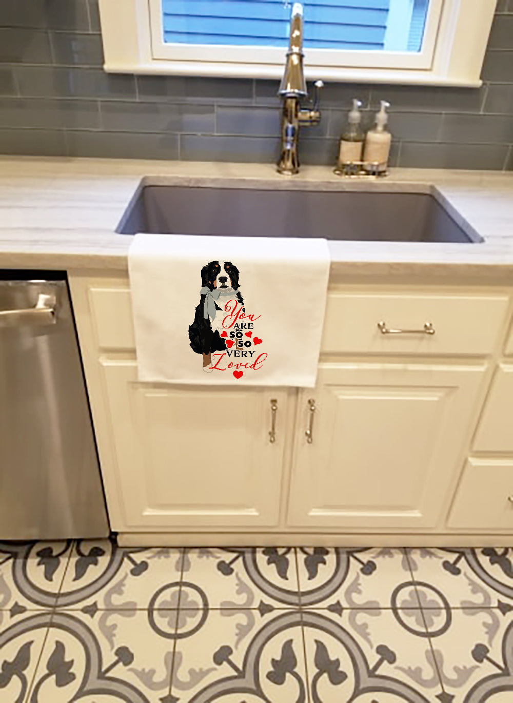 Bernese Mountain Dog #3 so Loved White Kitchen Towel Set of 2 - the-store.com
