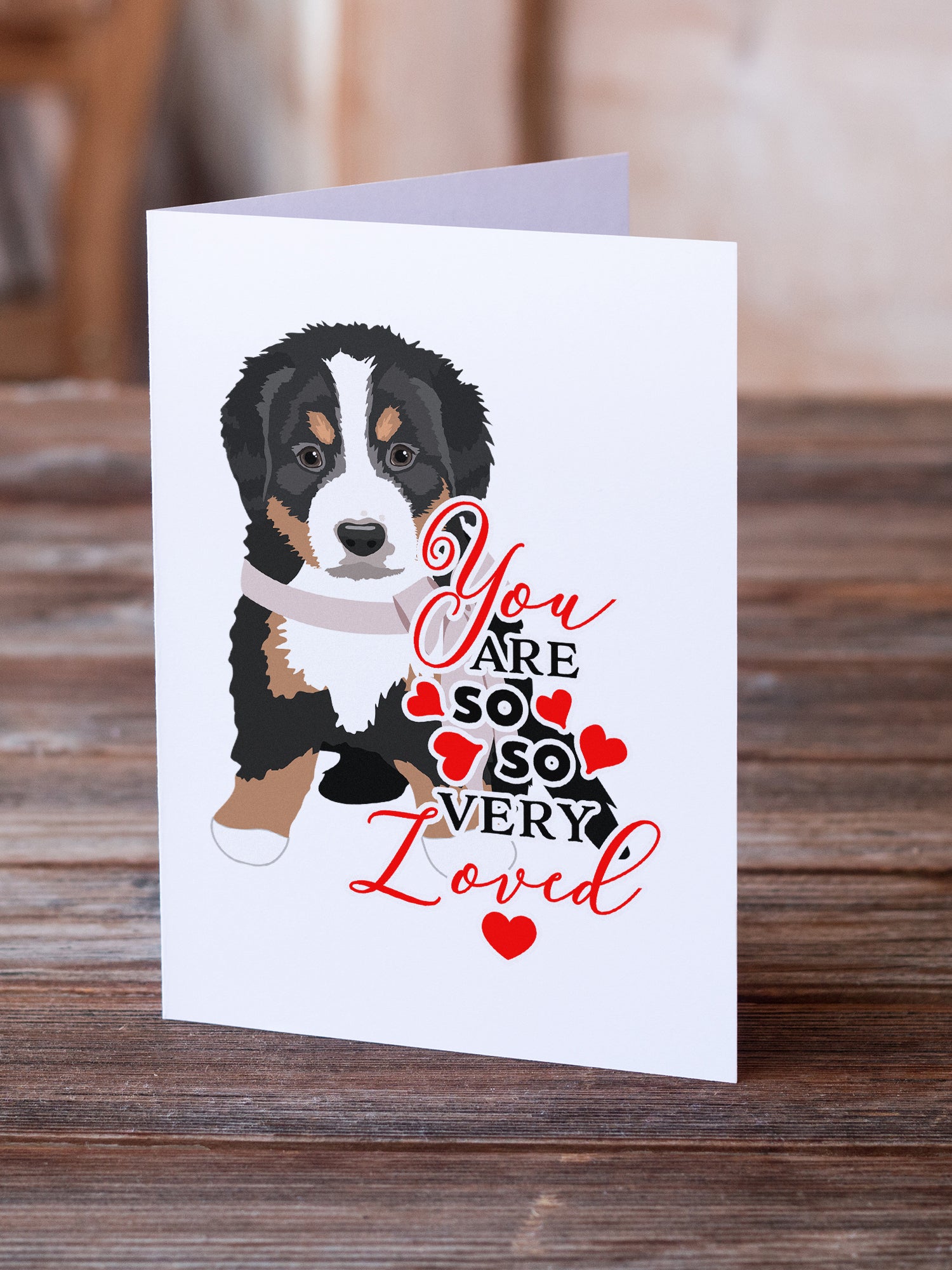 Bernese Mountain Dog Puppy #1 so Loved Greeting Cards and Envelopes Pack of 8 - the-store.com