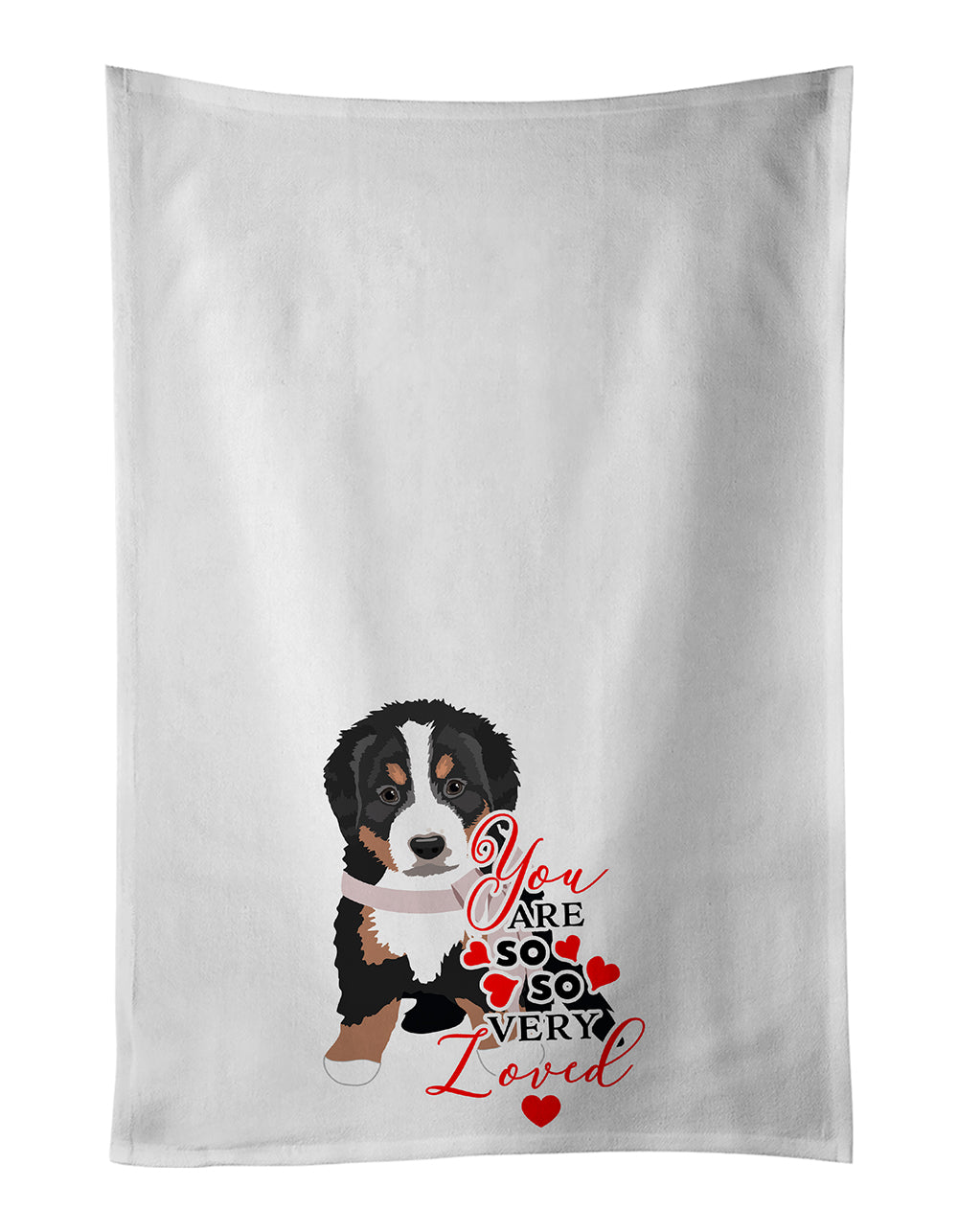 Buy this Bernese Mountain Dog Puppy #1 so Loved White Kitchen Towel Set of 2