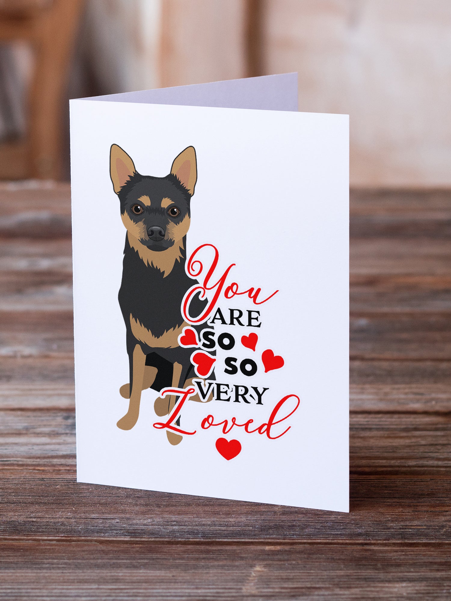 Chihuahua Black and Tan #1 so Loved Greeting Cards and Envelopes Pack of 8 - the-store.com