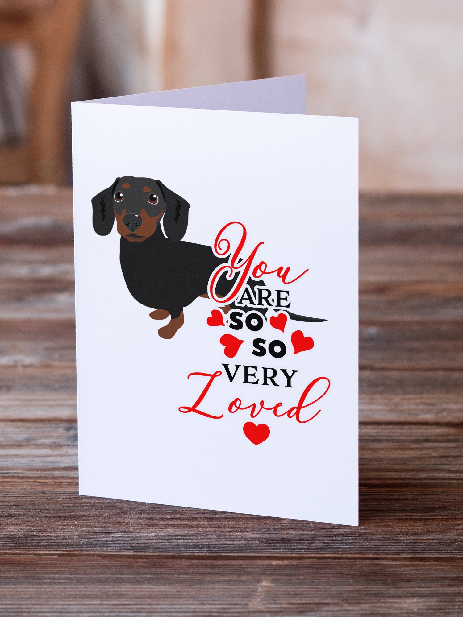 Dachshund Black and Tan #1so Loved Greeting Cards and Envelopes Pack of 8 - the-store.com
