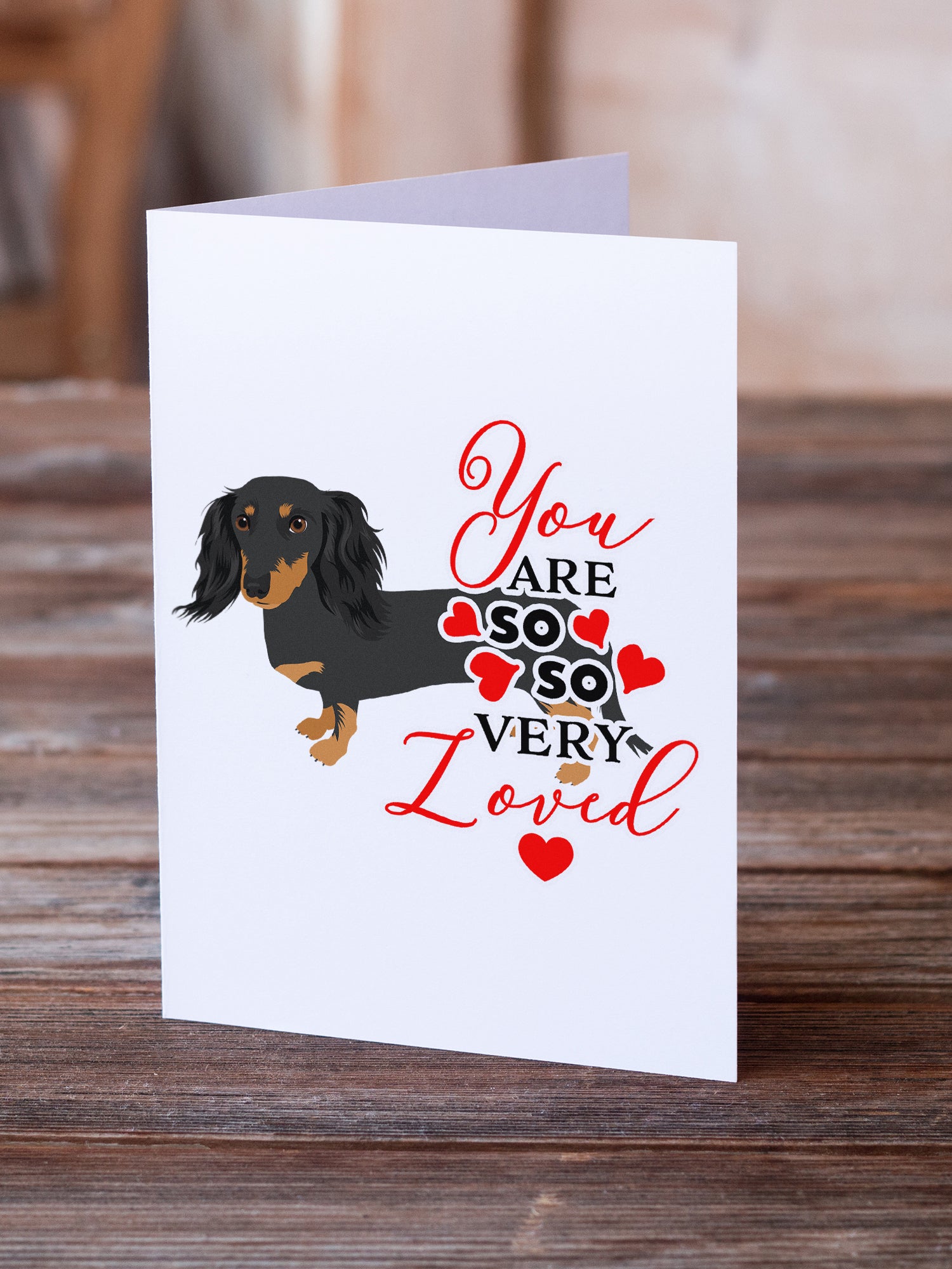 Dachshund Black and Tan #2 so Loved Greeting Cards and Envelopes Pack of 8 - the-store.com