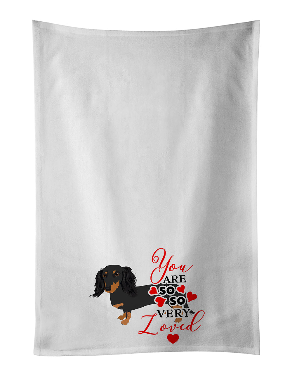 Buy this Dachshund Black and Tan #2 so Loved White Kitchen Towel Set of 2