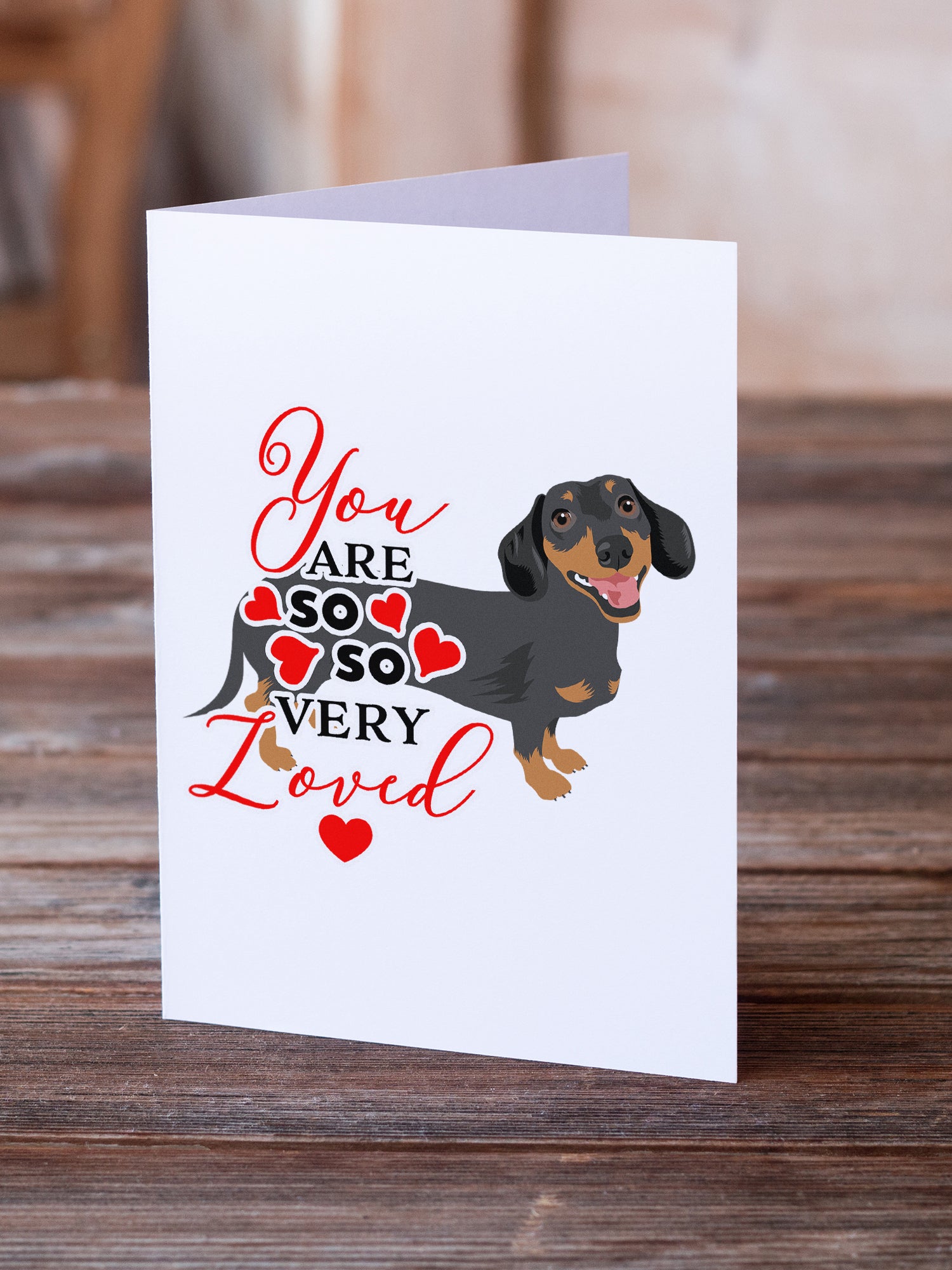 Buy this Dachshund Black and Tan #3 so Loved Greeting Cards and Envelopes Pack of 8