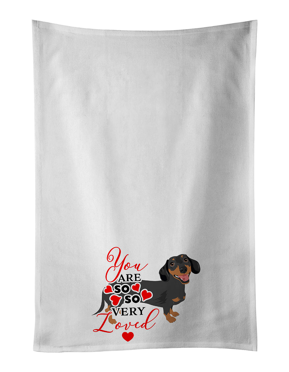 Buy this Dachshund Black and Tan #3 so Loved White Kitchen Towel Set of 2