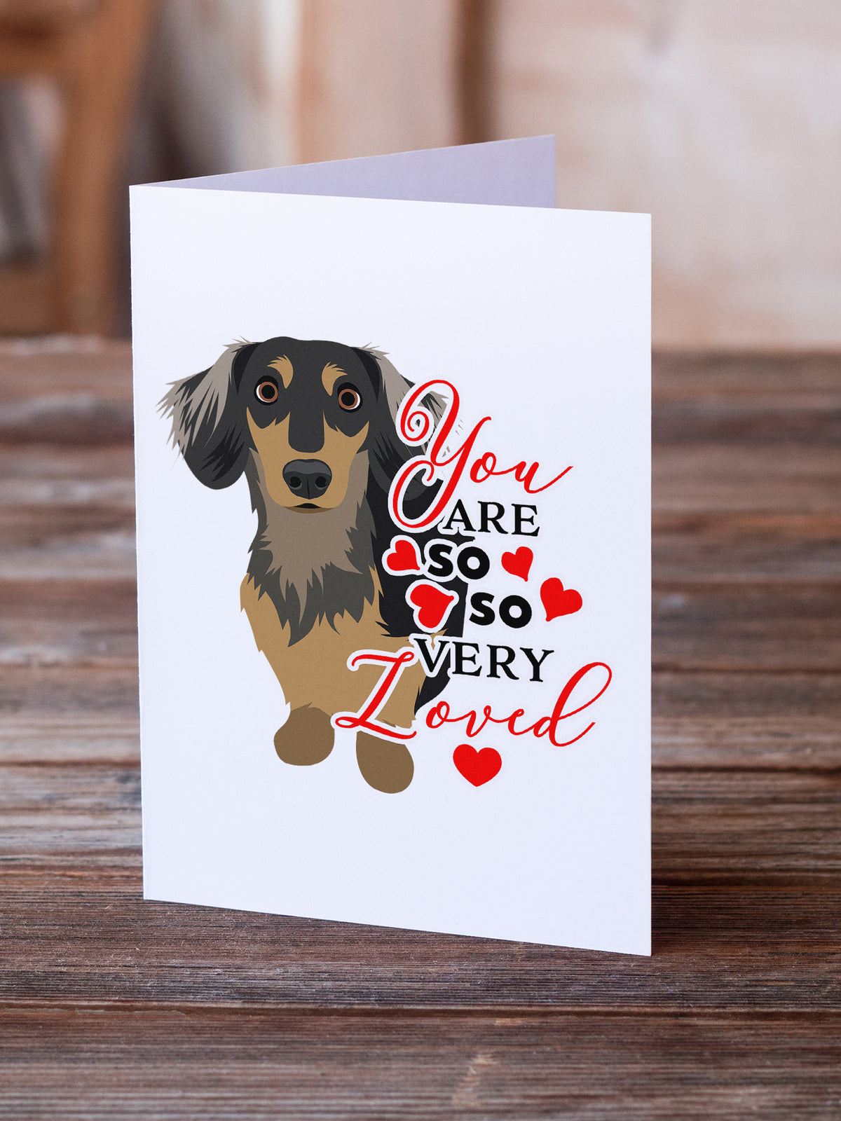 Dachshund Black and Tan #4 so Loved Greeting Cards and Envelopes Pack of 8 - the-store.com