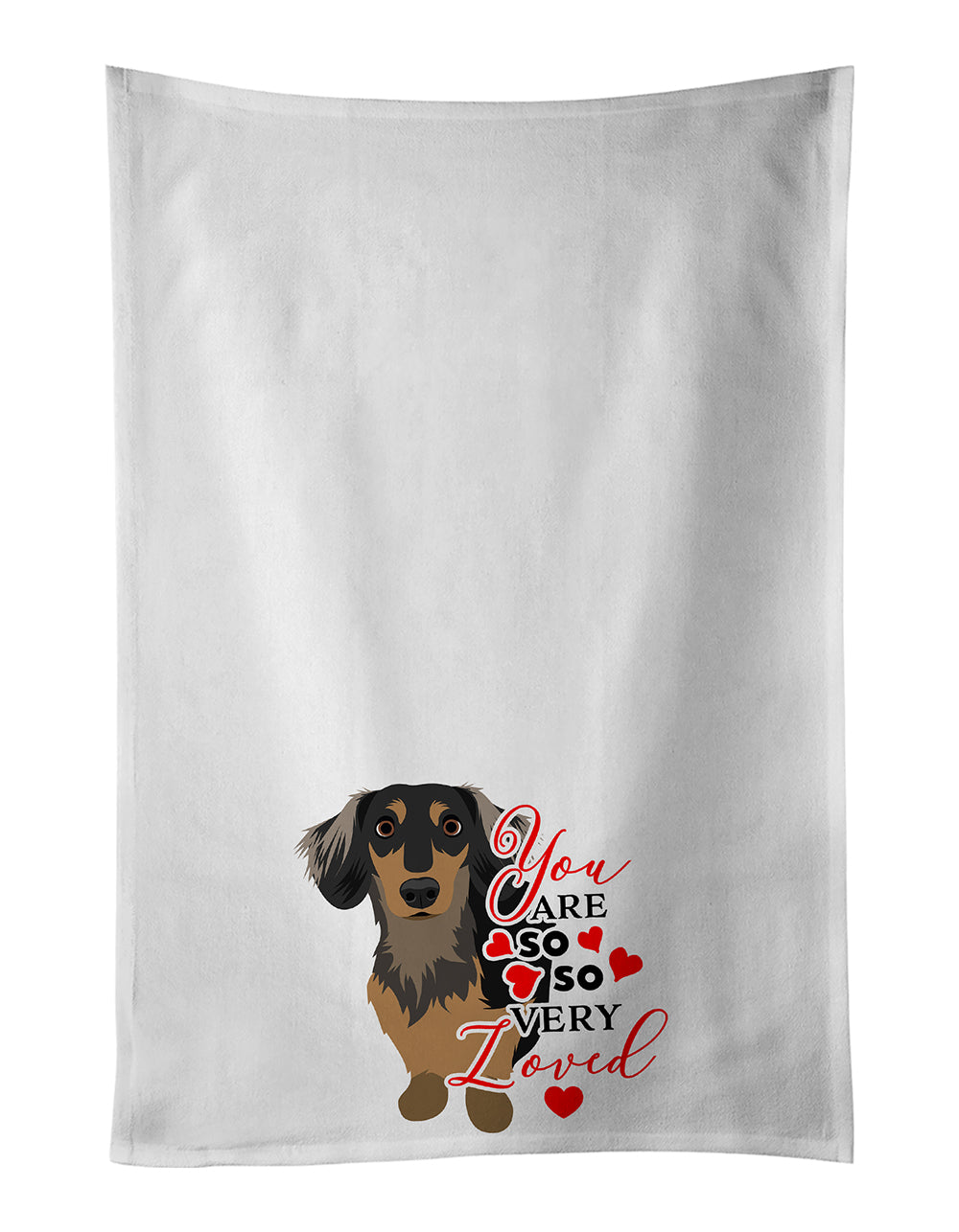 Buy this Dachshund Black and Tan #4 so Loved White Kitchen Towel Set of 2