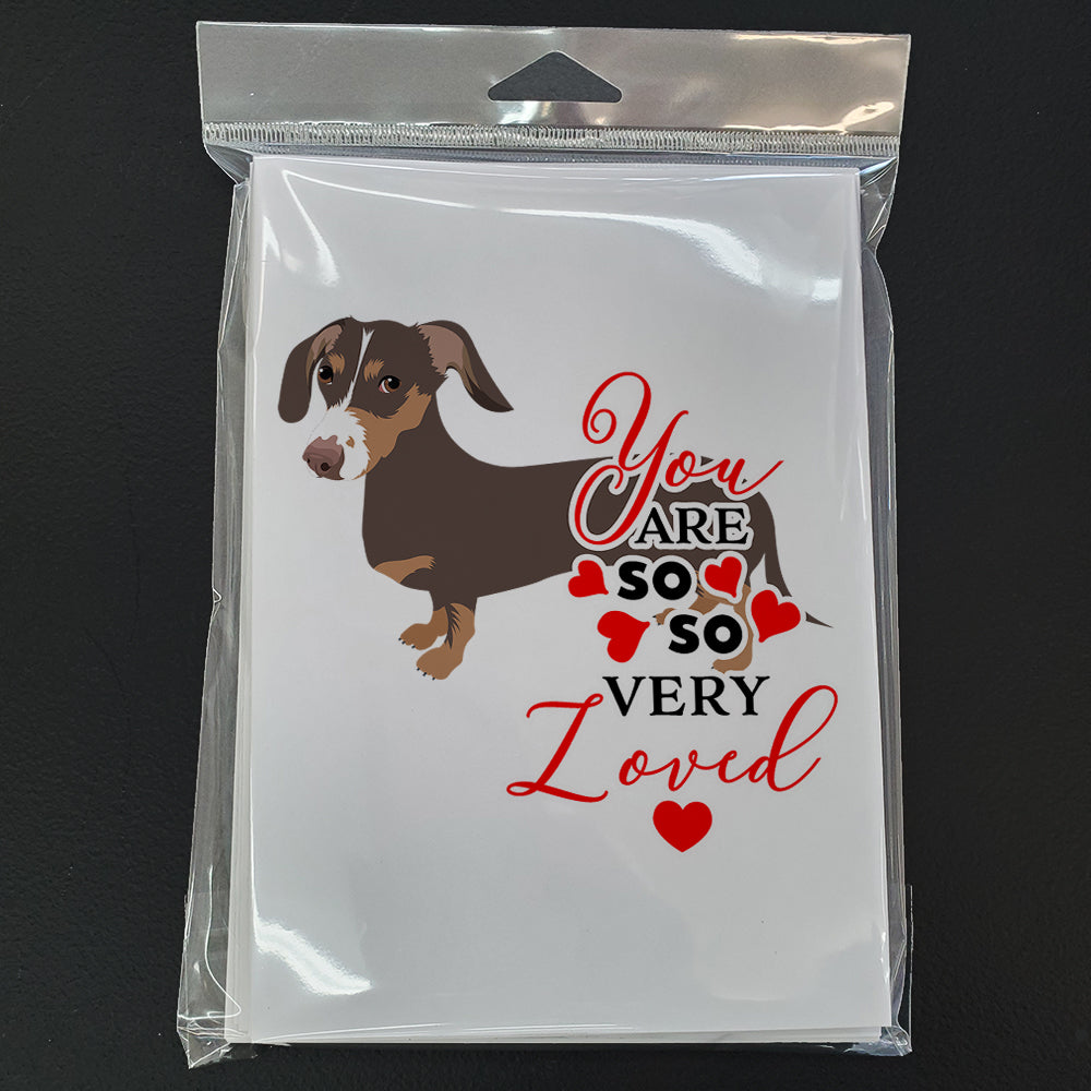 Caroline's Treasures Dachshund Chocolate and Tan so Loved Greeting Cards - Blank Note Cards – 8-Pack of Artist-Designed Cards with Envelopes