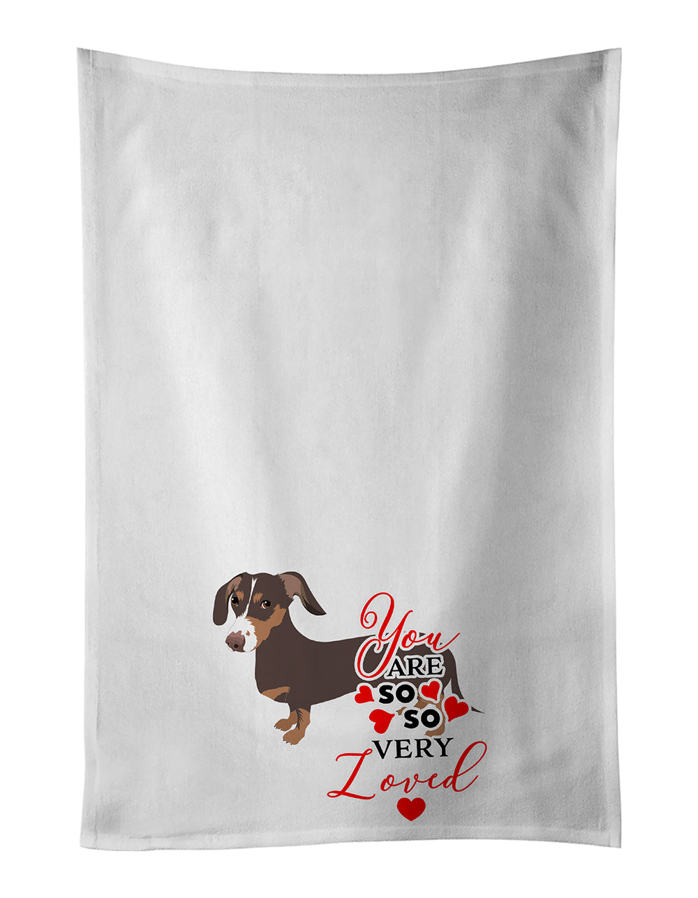 Buy this Dachshund Chocolate and Tan so Loved White Kitchen Towel Set of 2