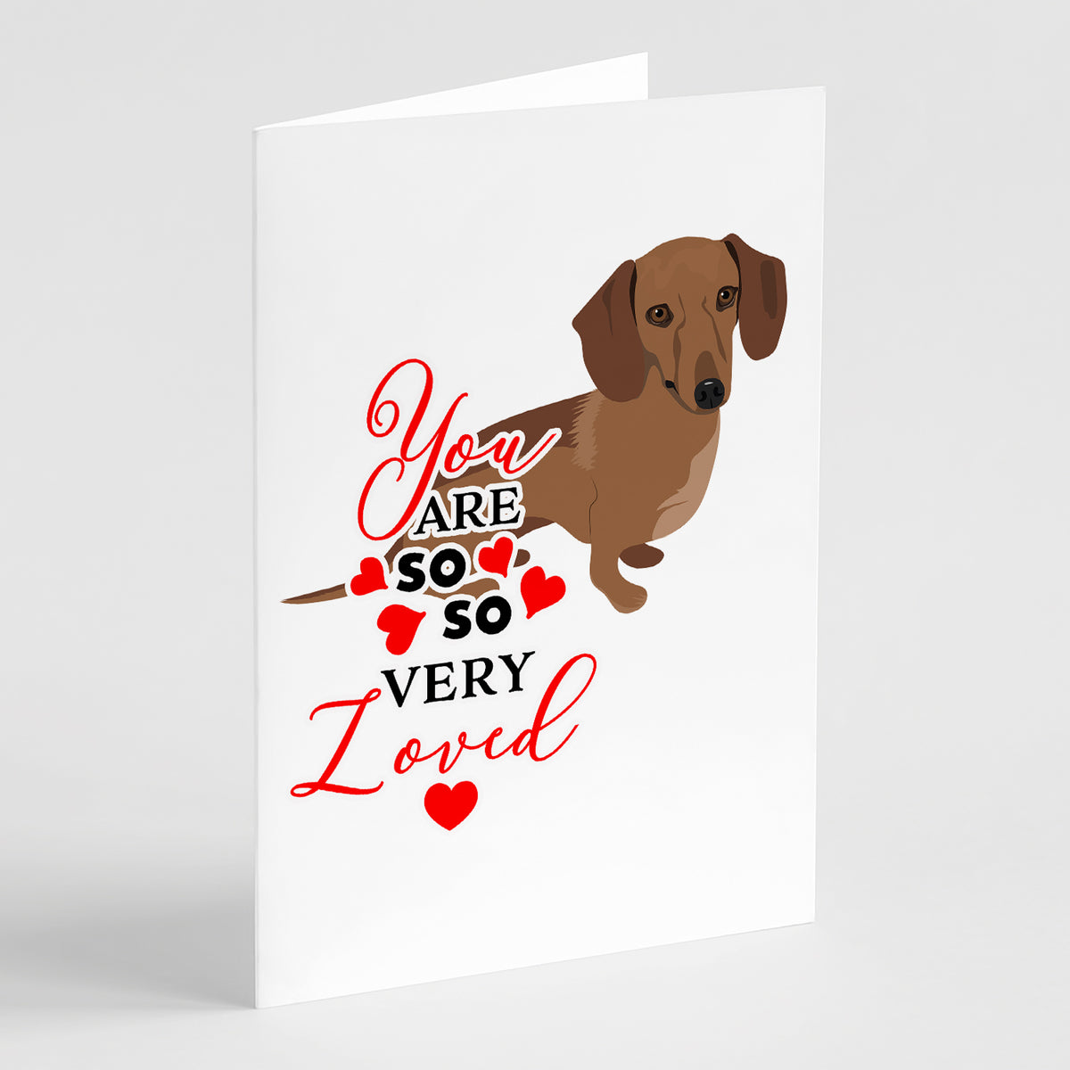 Caroline's Treasures Dachshund Chocolate so Loved Greeting Cards - Blank Note Cards – 8-Pack of Artist-Designed Cards with Envelopes