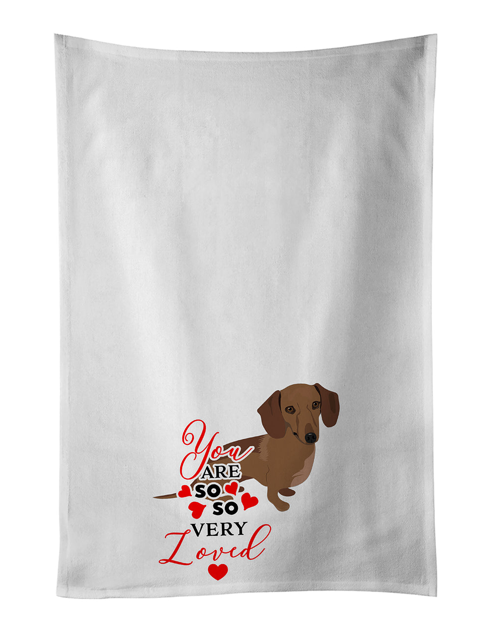 Buy this Dachshund Chocolate so Loved White Kitchen Towel Set of 2