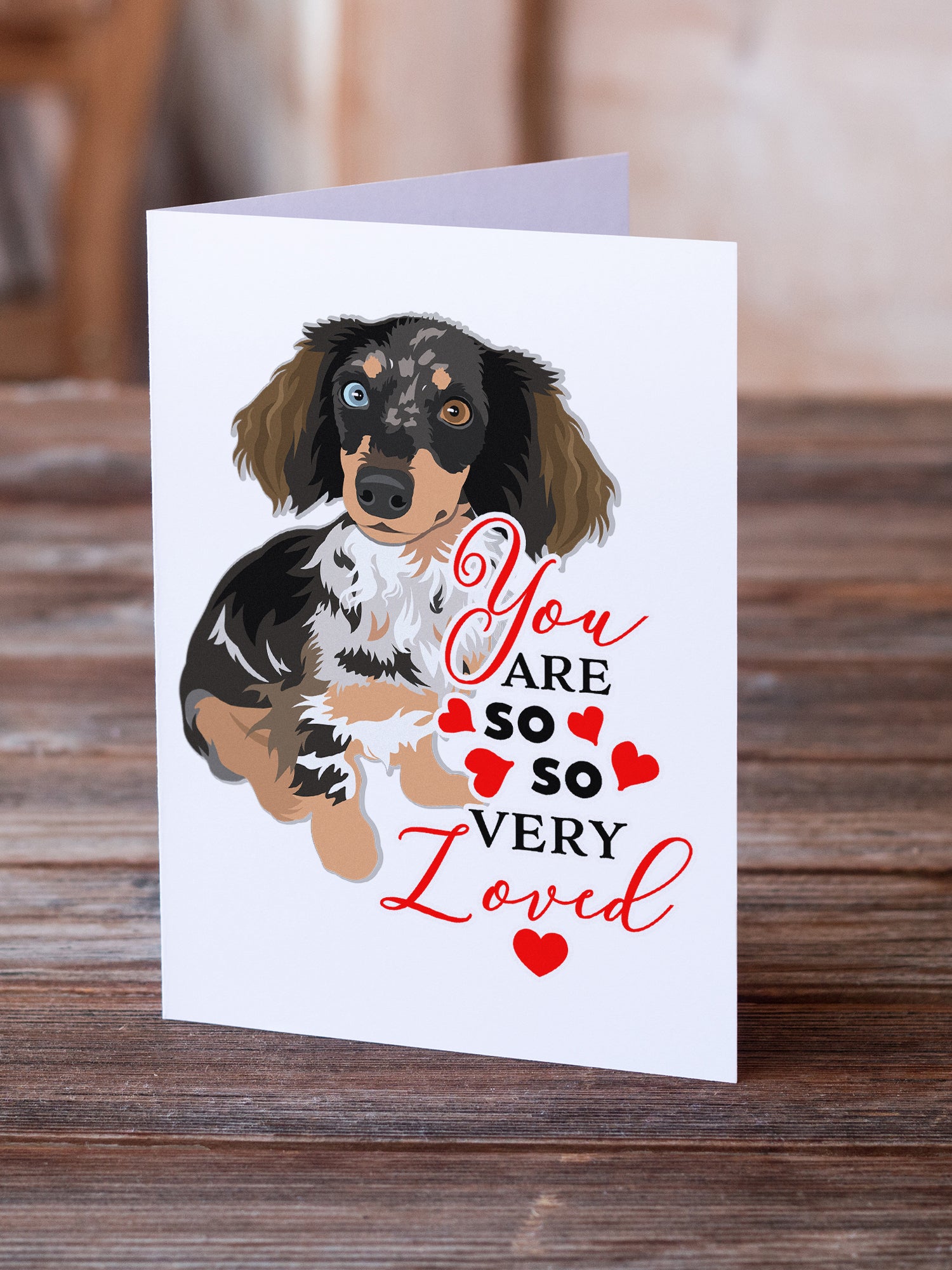 Dachshund Dapple #1 so Loved Greeting Cards and Envelopes Pack of 8 - the-store.com