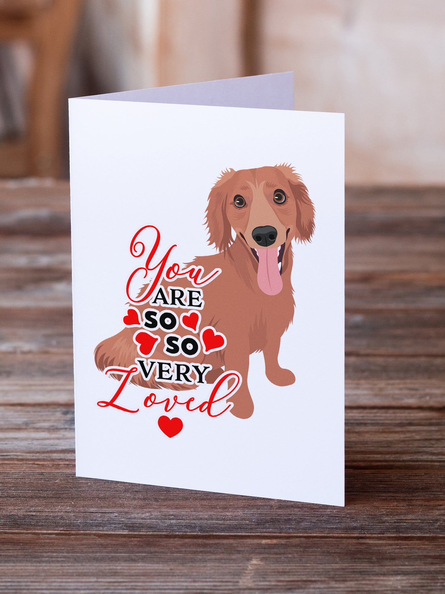 Dachshund Red #1 so Loved Greeting Cards and Envelopes Pack of 8 - the-store.com