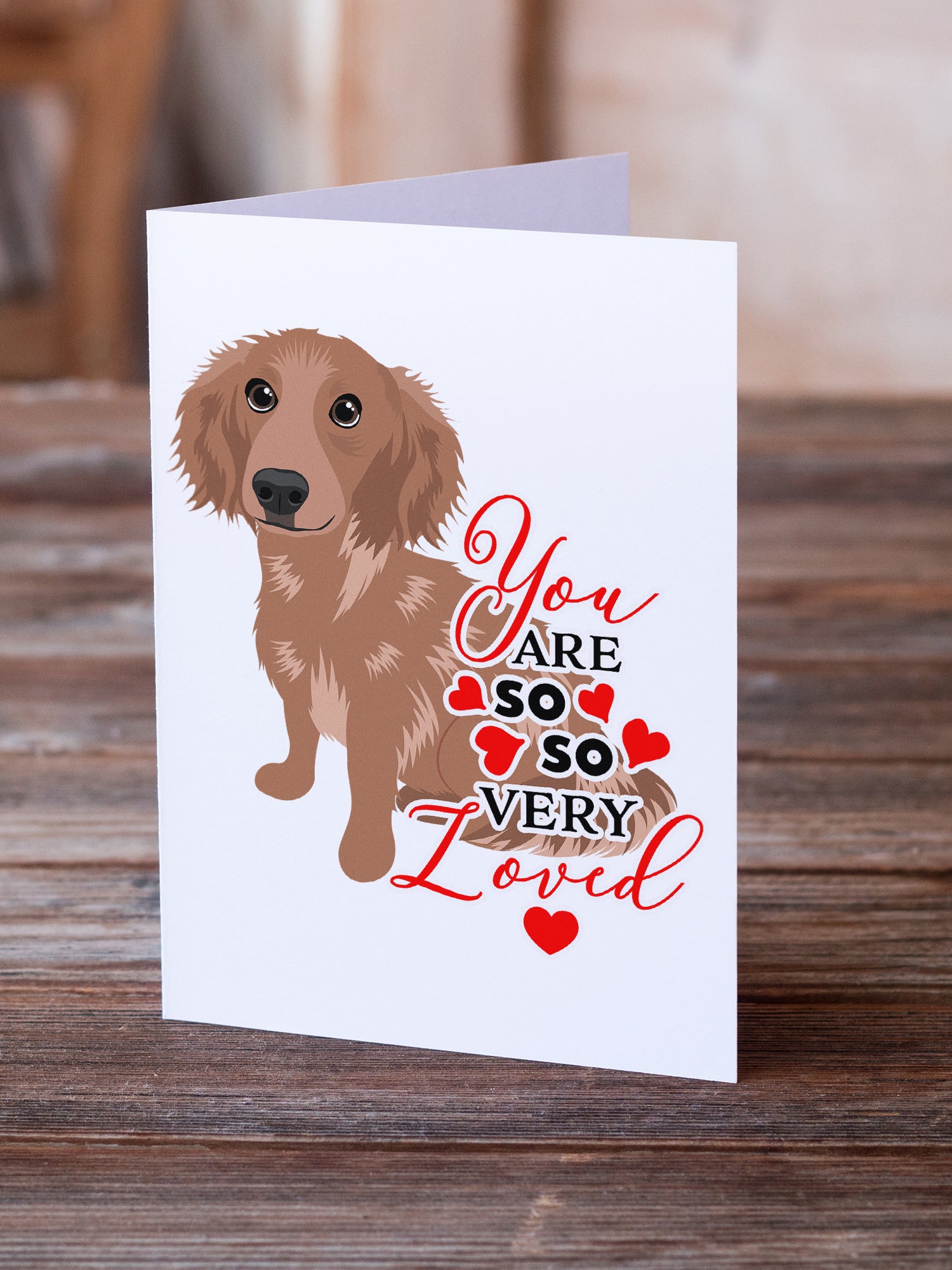 Dachshund Red #2 so Loved Greeting Cards and Envelopes Pack of 8 - the-store.com
