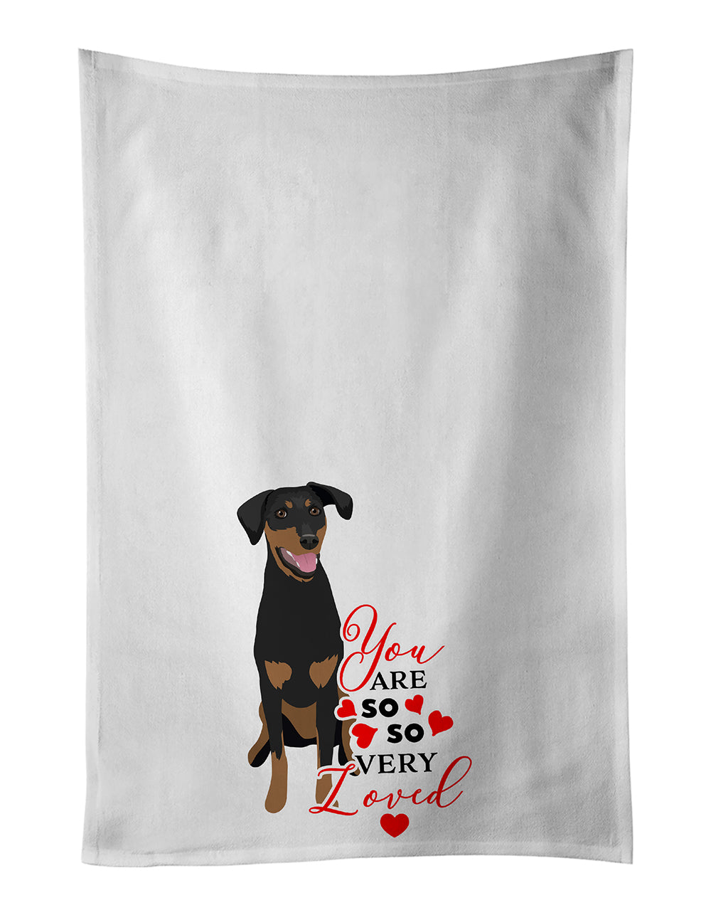 Buy this Doberman Pinscher Black and Rust Natural Ears #1  so Loved White Kitchen Towel Set of 2