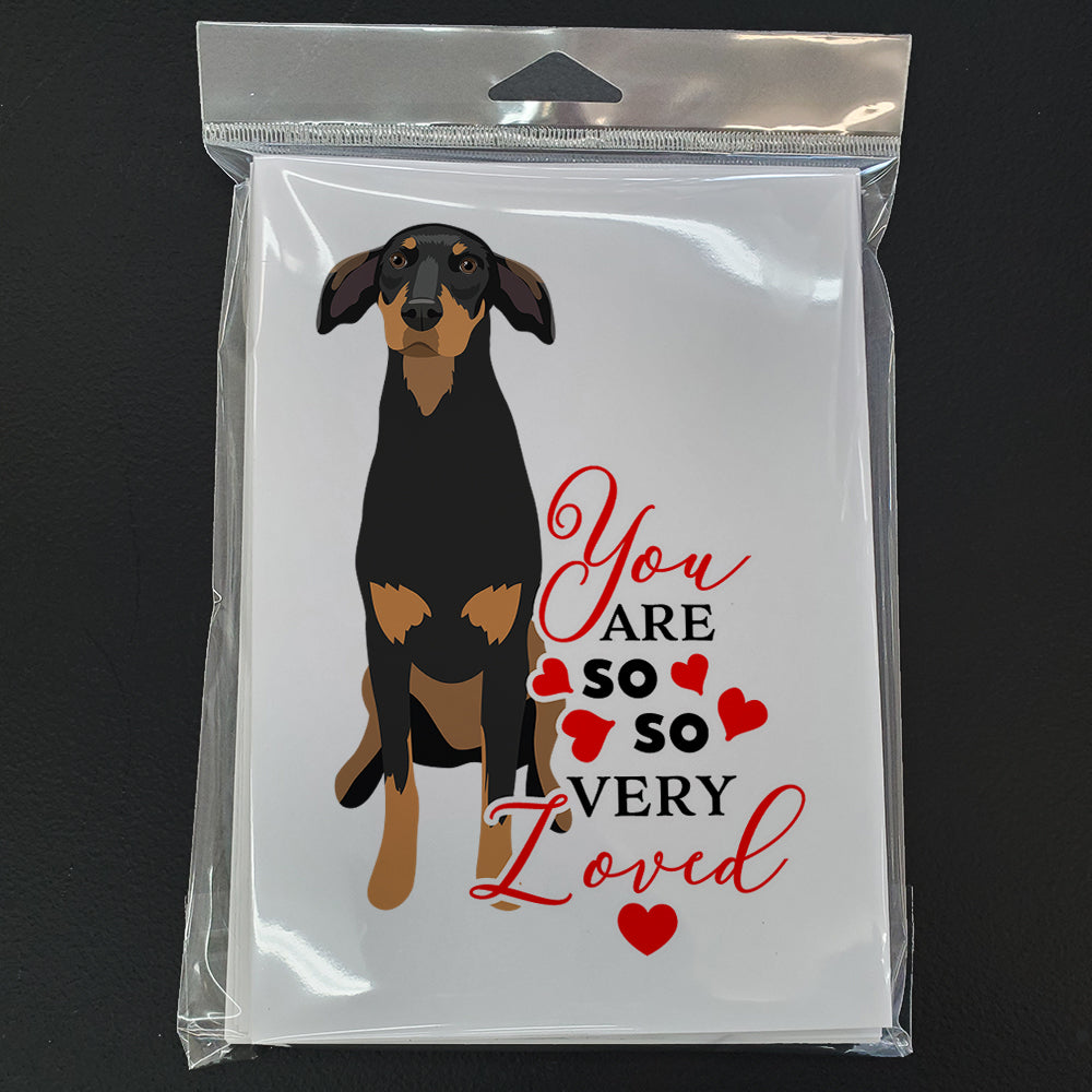 Doberman Pinscher Black and Rust Natural Ears #2 so Loved Greeting Cards and Envelopes Pack of 8 - the-store.com
