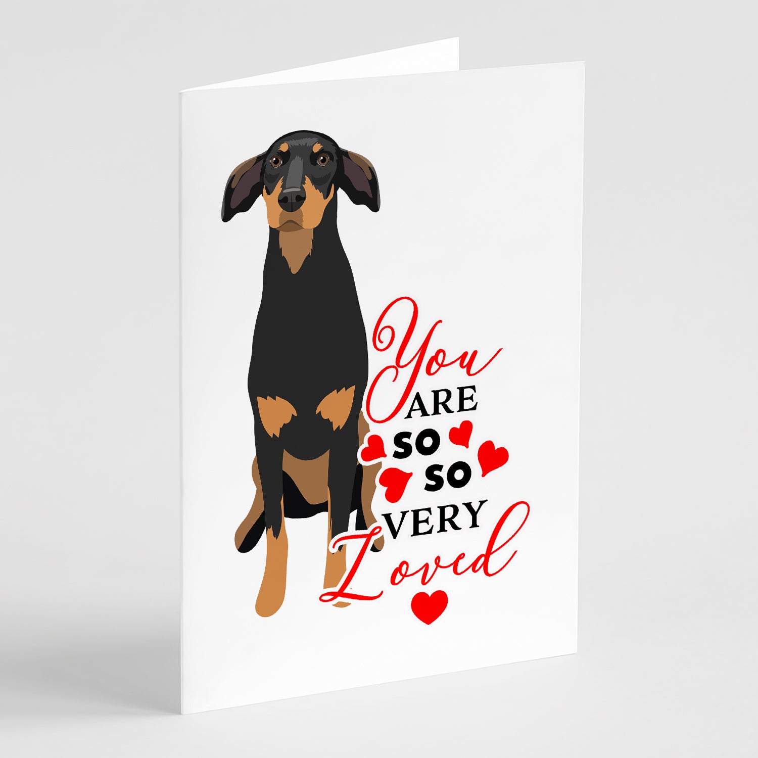 Buy this Doberman Pinscher Black and Rust Natural Ears #2 so Loved Greeting Cards and Envelopes Pack of 8