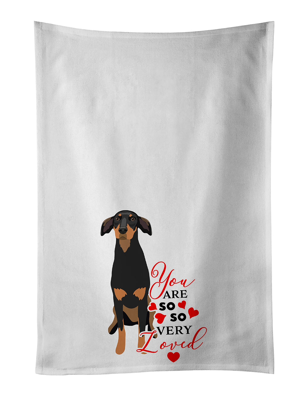 Buy this Doberman Pinscher Black and Rust Natural Ears #2 so Loved White Kitchen Towel Set of 2