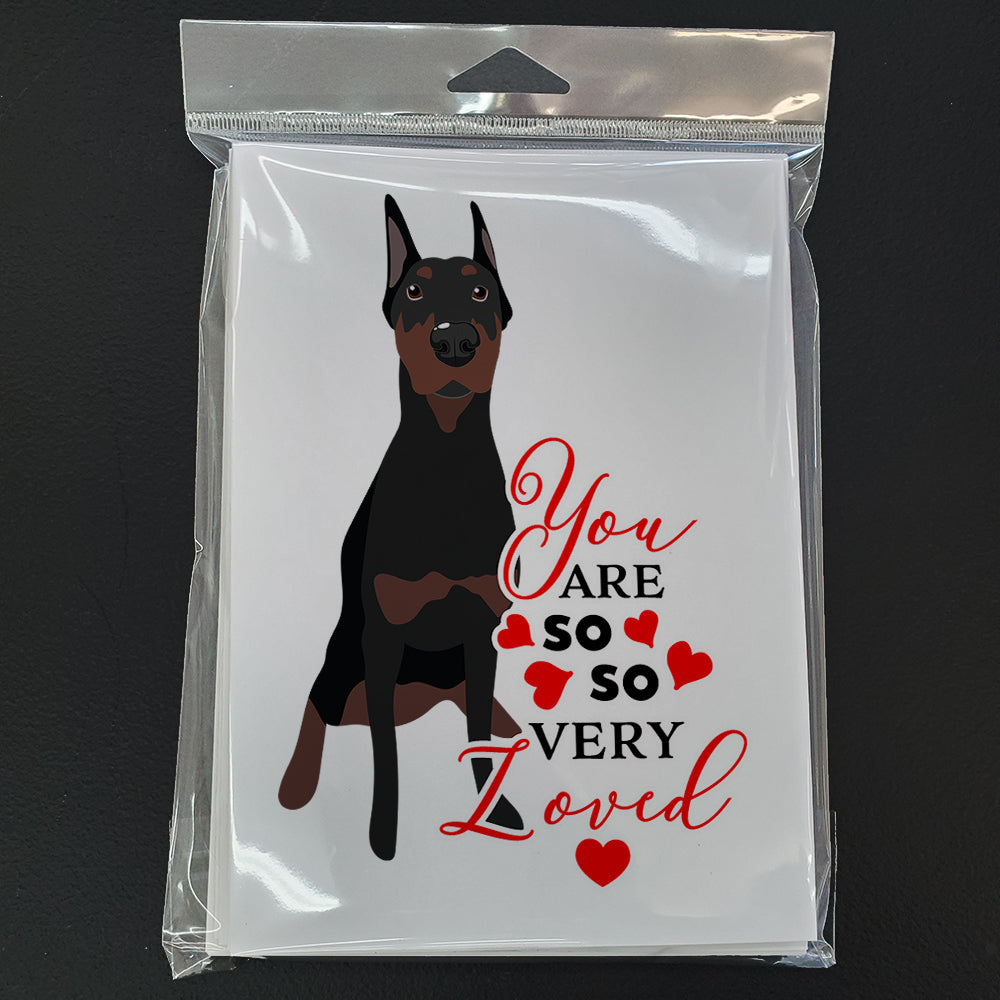 Doberman Pinscher Black Cropped Ears so Loved Greeting Cards and Envelopes Pack of 8 - the-store.com