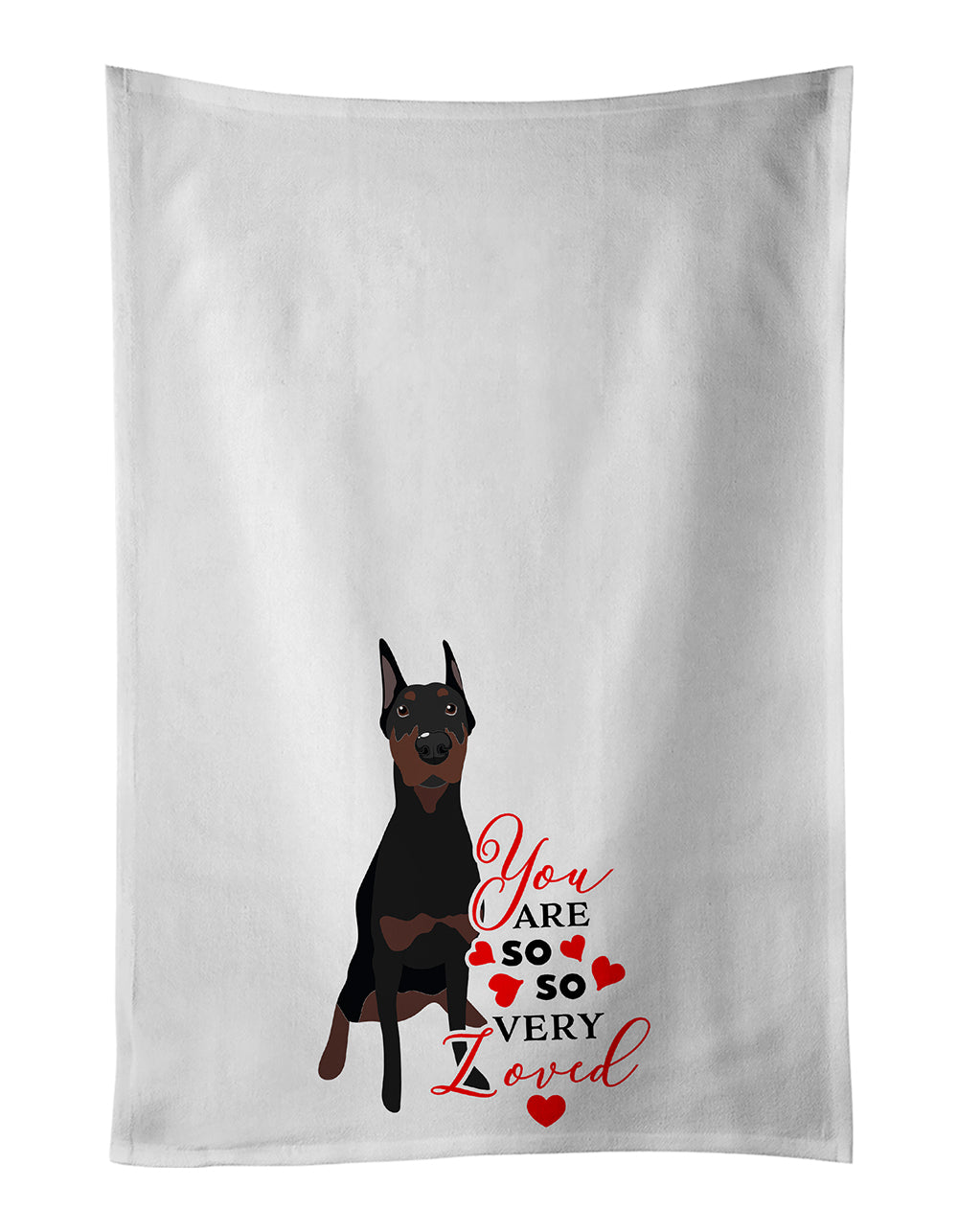 Buy this Doberman Pinscher Black Cropped Ears so Loved White Kitchen Towel Set of 2