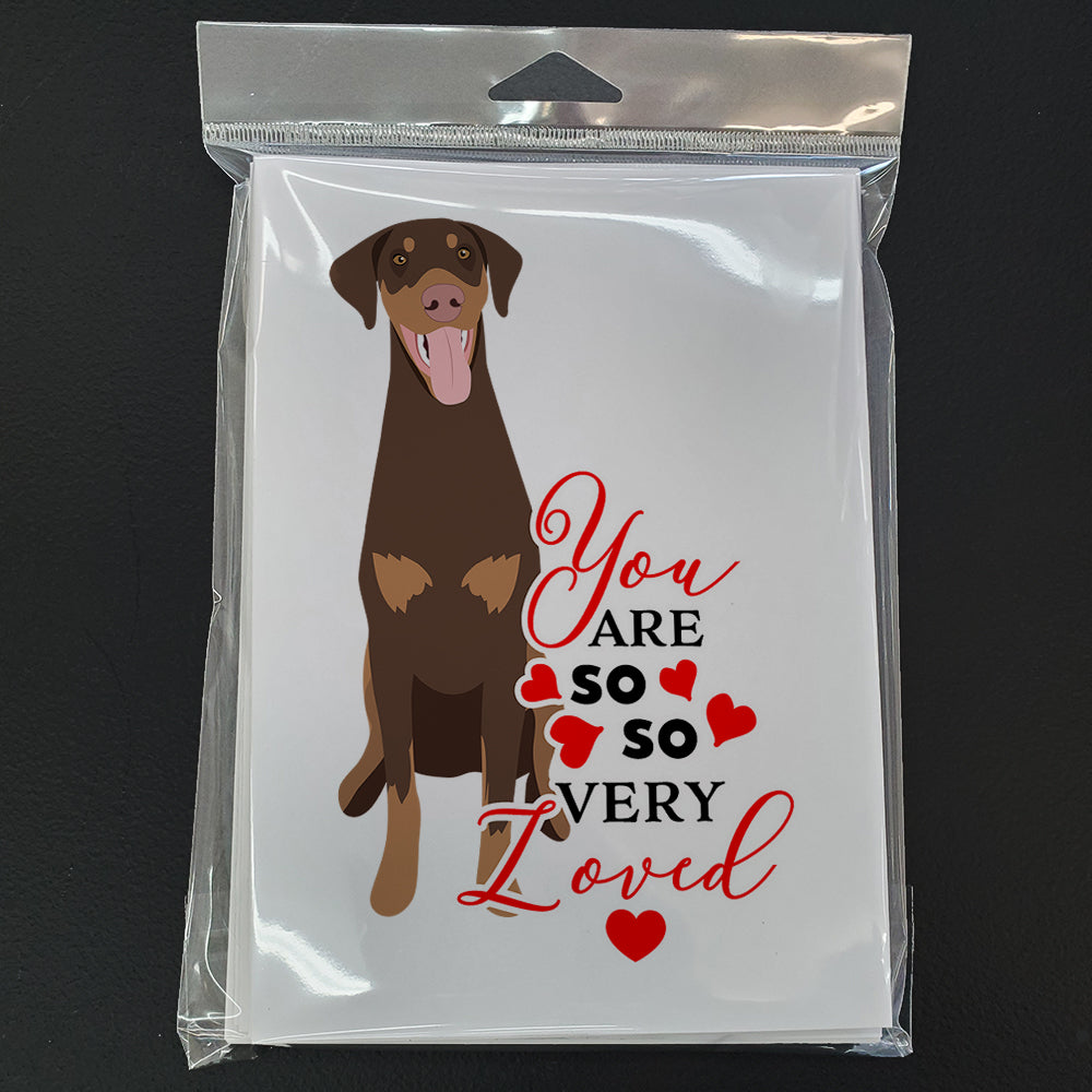 Doberman Pinscher Red and Rust Natural Ears #1 so Loved Greeting Cards and Envelopes Pack of 8 - the-store.com