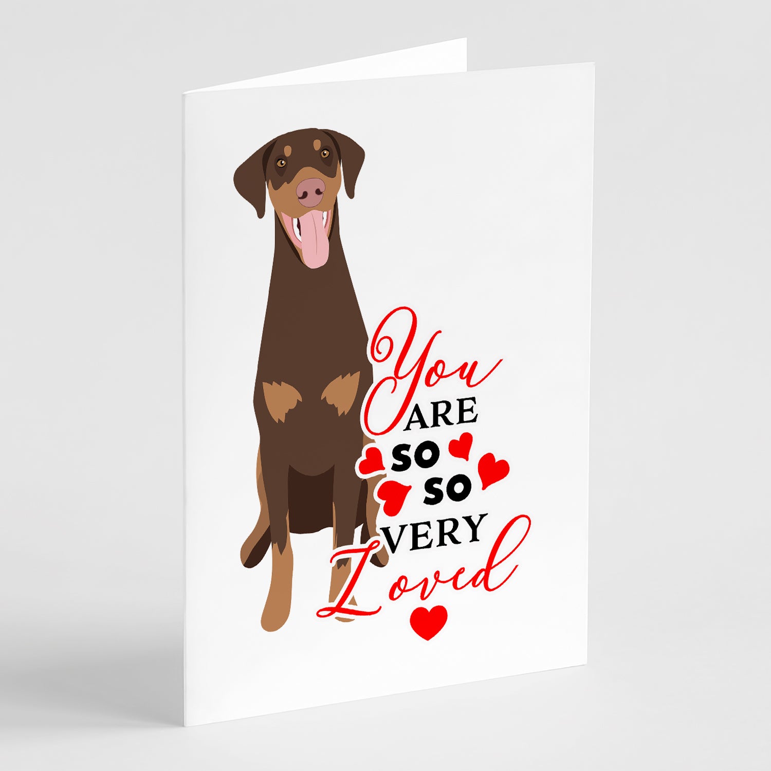 Buy this Doberman Pinscher Red and Rust Natural Ears #1 so Loved Greeting Cards and Envelopes Pack of 8