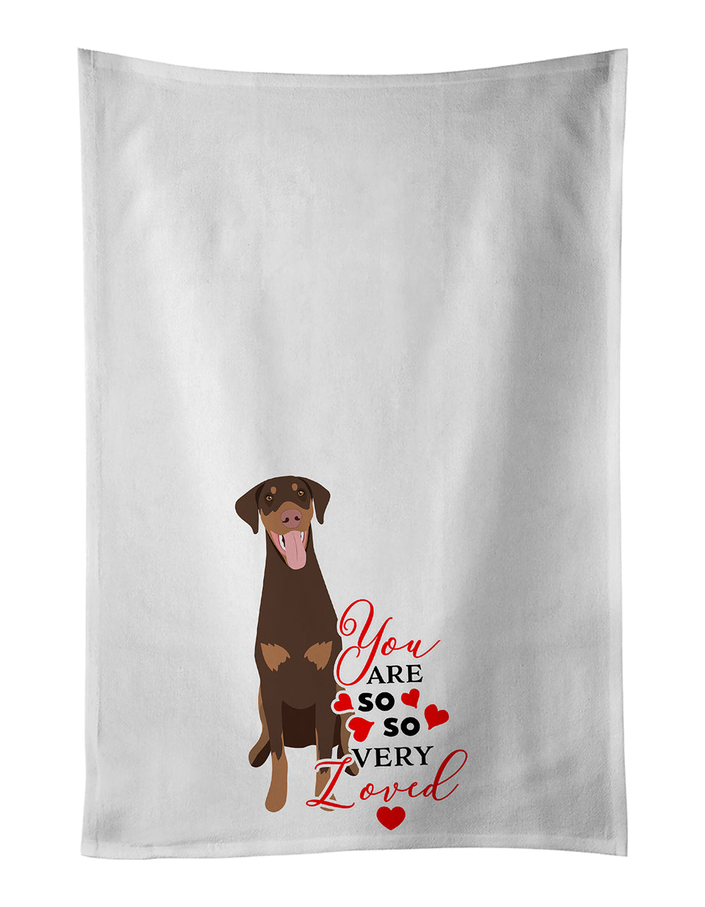Buy this Doberman Pinscher Red and Rust Natural Ears #1 so Loved White Kitchen Towel Set of 2