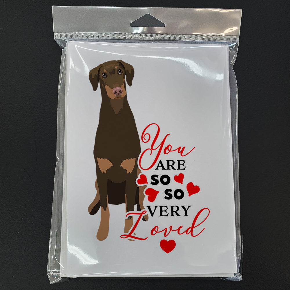 Doberman Pinscher Red and Rust Natural Ears #2 so Loved Greeting Cards and Envelopes Pack of 8 - the-store.com