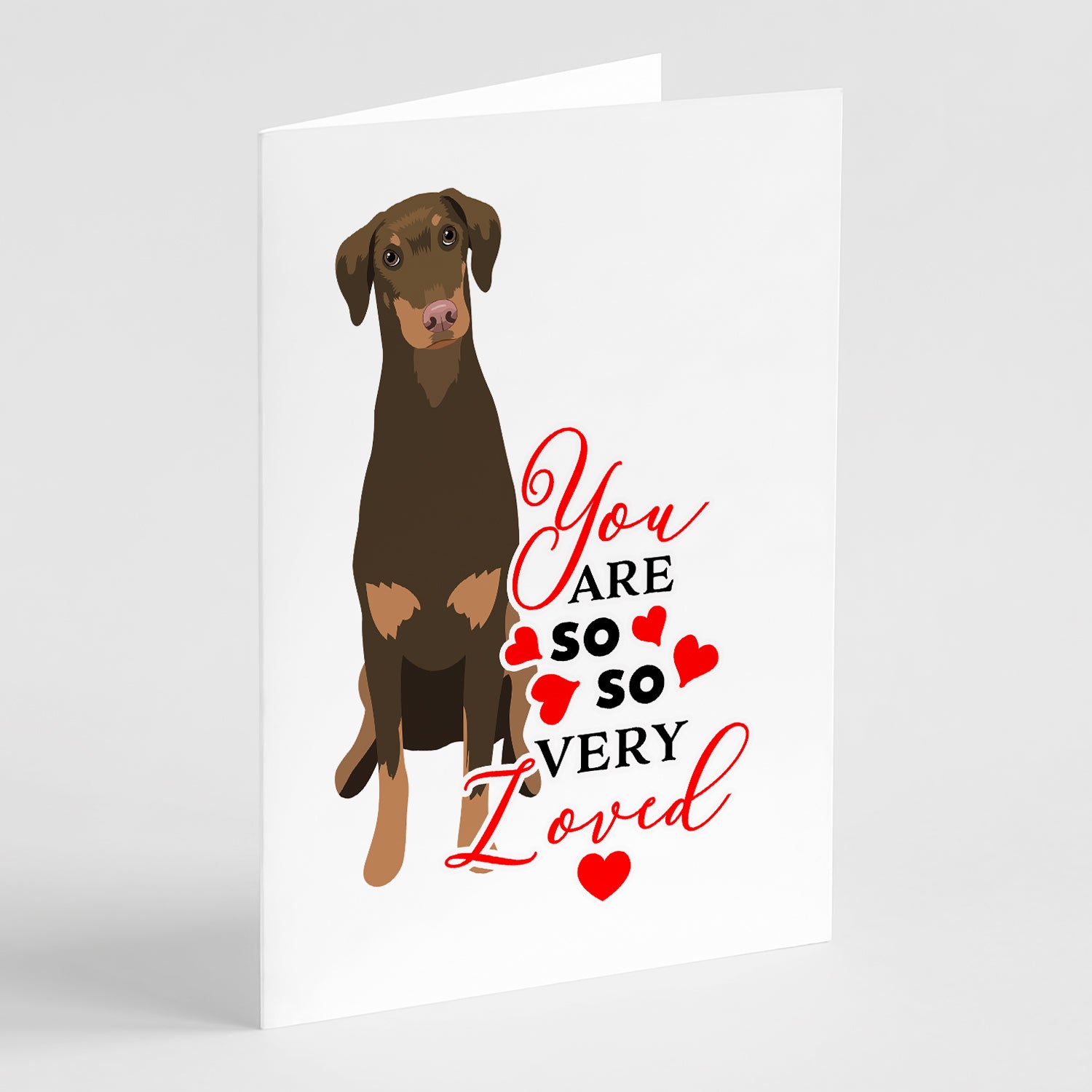 Buy this Doberman Pinscher Red and Rust Natural Ears #2 so Loved Greeting Cards and Envelopes Pack of 8
