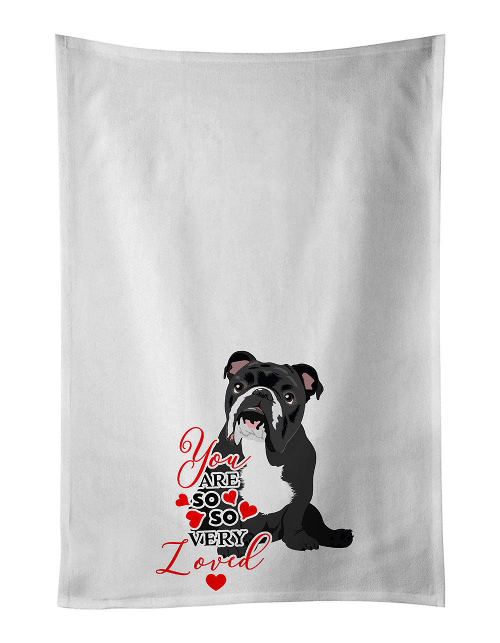 Buy this English Bulldog Black and White so Loved White Kitchen Towel Set of 2