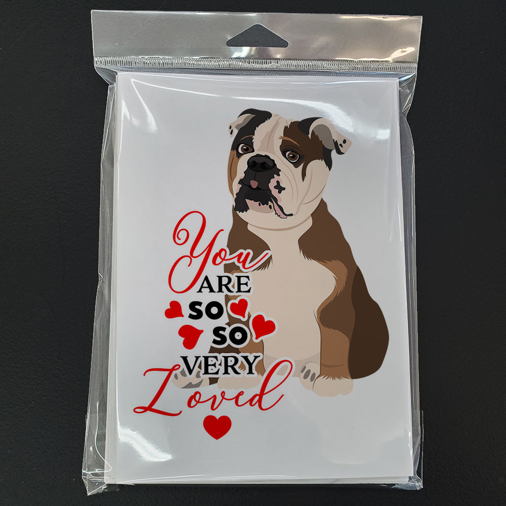 English Bulldog Chocolate Tan so Loved Greeting Cards and Envelopes Pack of 8 - the-store.com