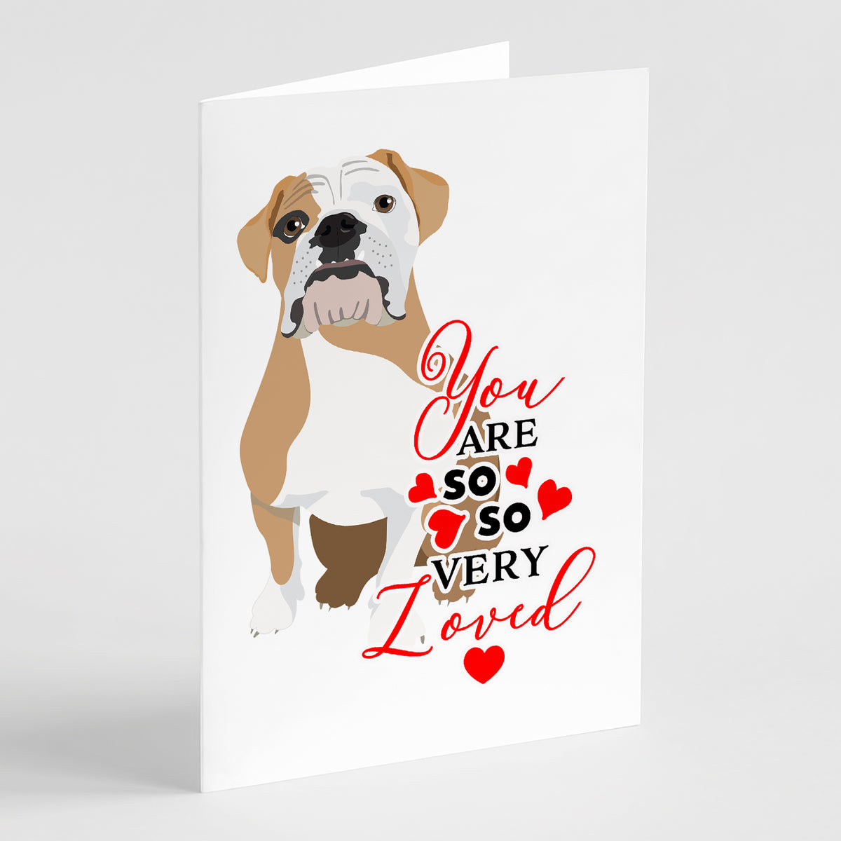 Buy this English Bulldog Fawn and White so Loved Greeting Cards and Envelopes Pack of 8