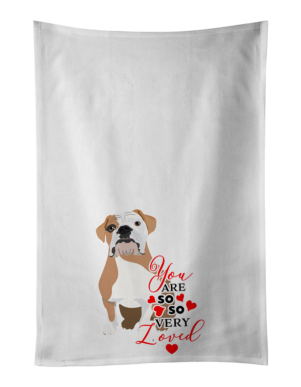Buy this English Bulldog Fawn and White so Loved White Kitchen Towel Set of 2