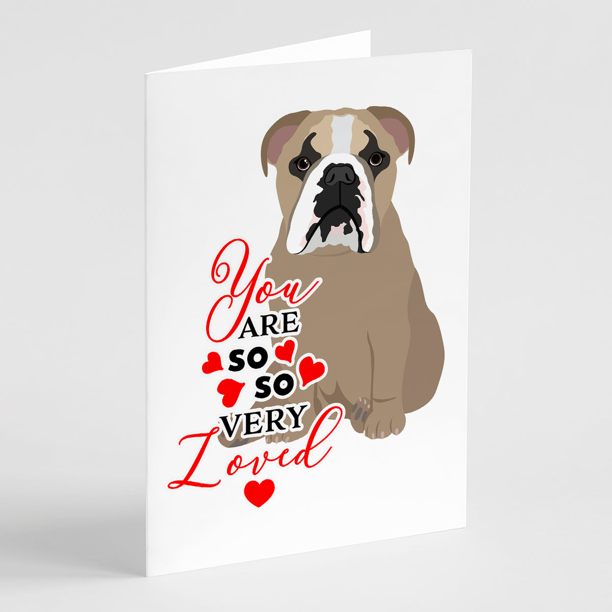 Buy this English Bulldog Lilac Tricolor so Loved Greeting Cards and Envelopes Pack of 8