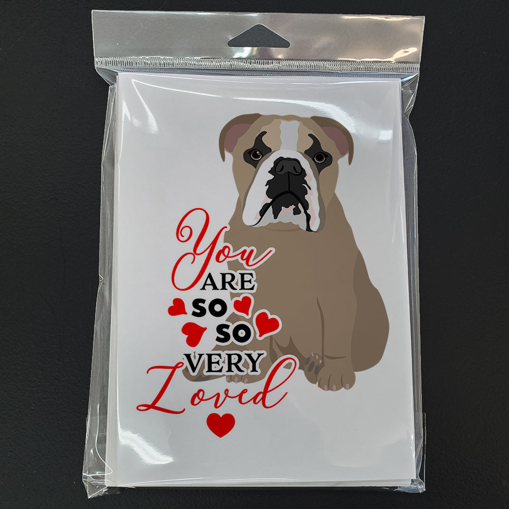 English Bulldog Lilac Tricolor so Loved Greeting Cards and Envelopes Pack of 8 - the-store.com