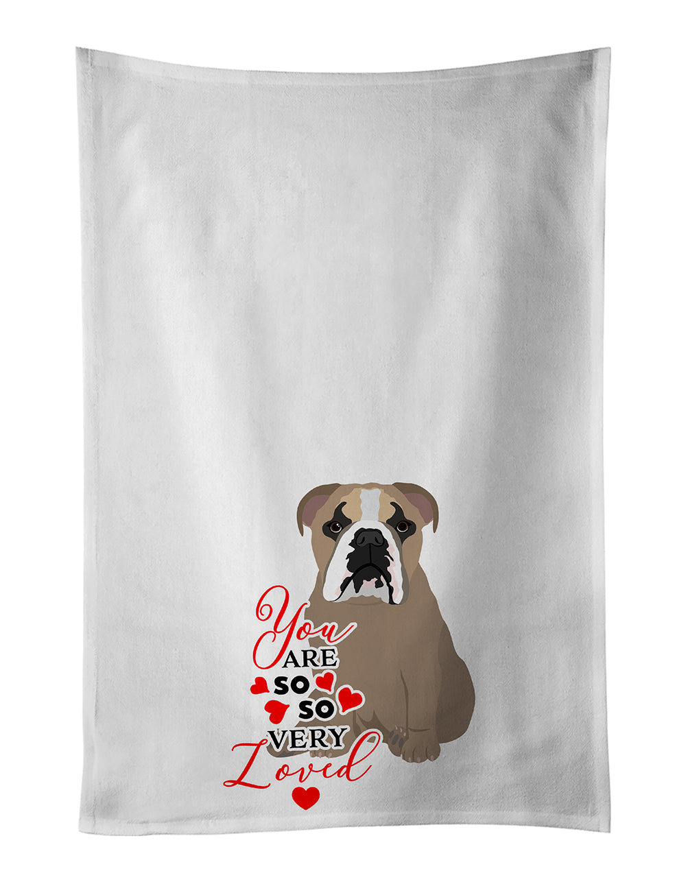 Buy this English Bulldog Lilac Tricolor so Loved White Kitchen Towel Set of 2