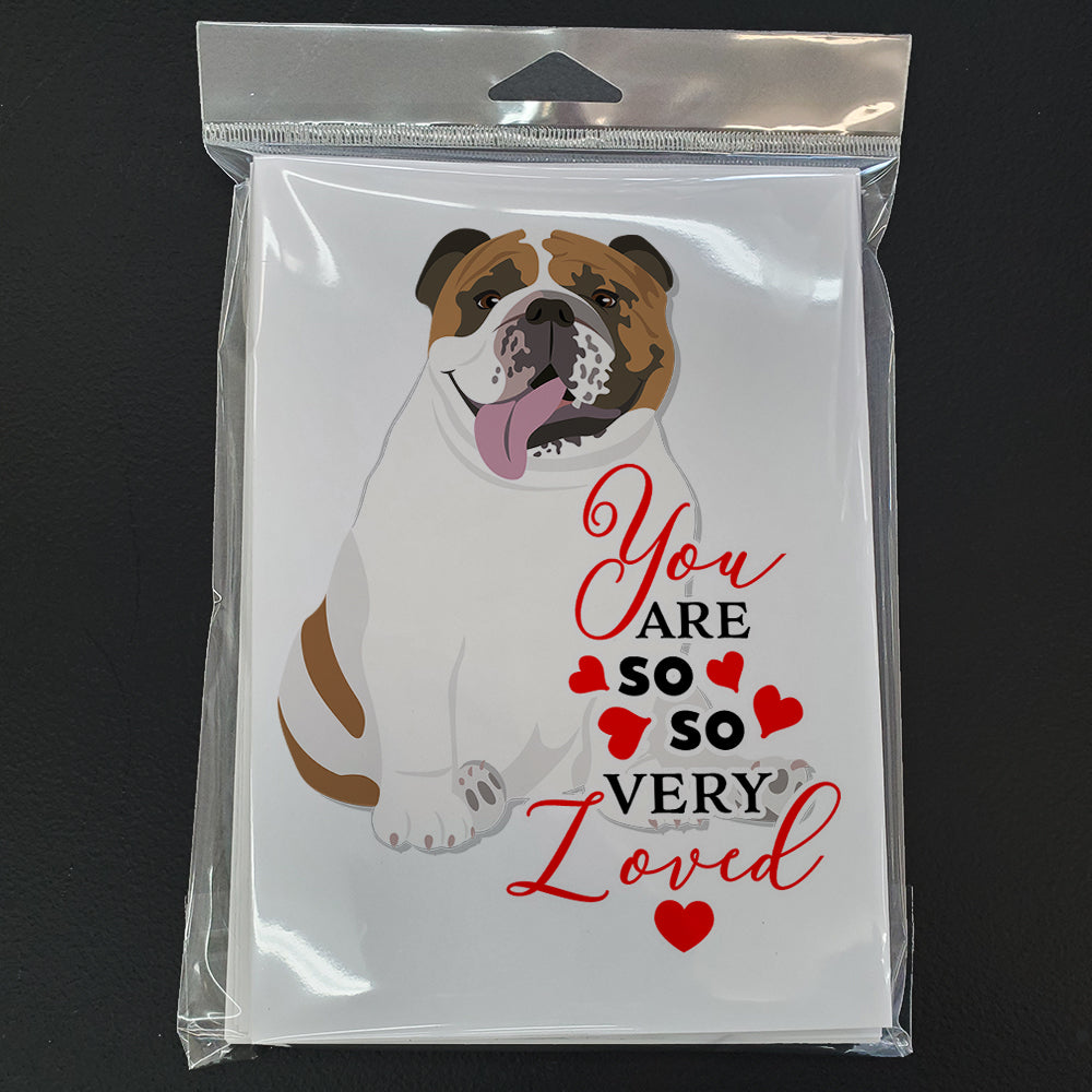 English Bulldog Tricolor #1 so Loved Greeting Cards and Envelopes Pack of 8 - the-store.com