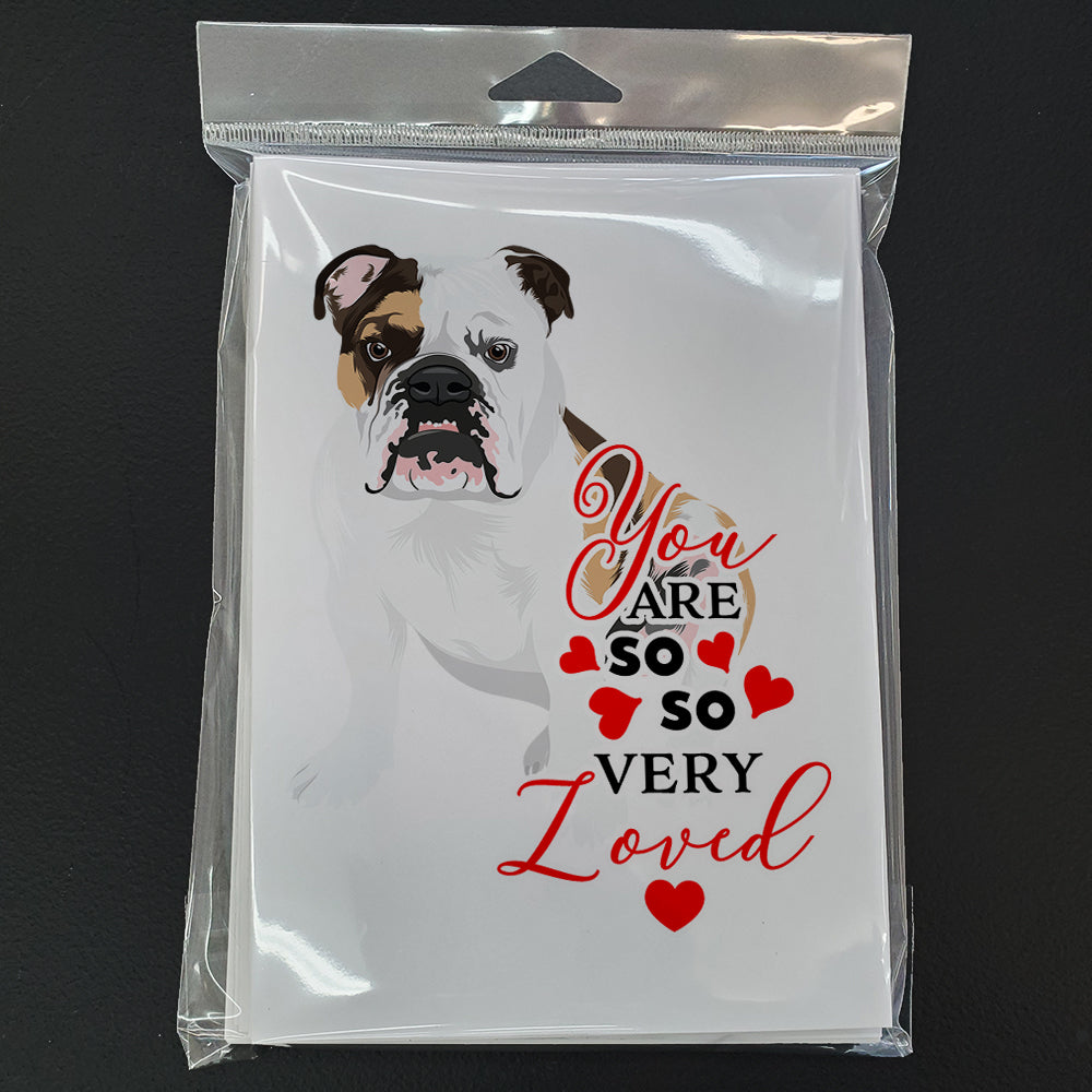English Bulldog Tricolor #3 so Loved Greeting Cards and Envelopes Pack of 8 - the-store.com