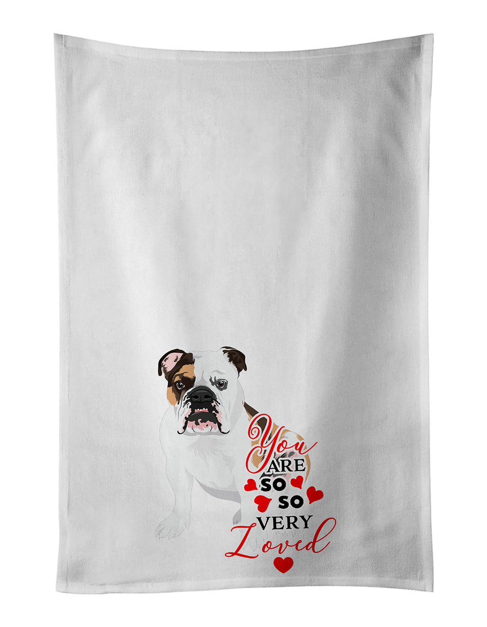 Buy this English Bulldog Tricolor #3 so Loved White Kitchen Towel Set of 2