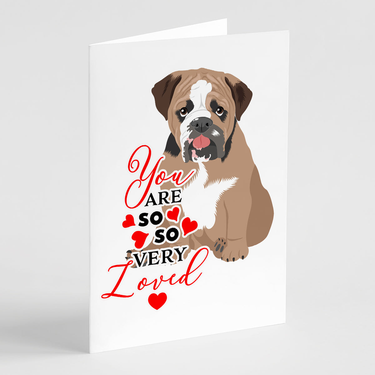 Buy this English Bulldog Tricolor #4 so Loved Greeting Cards and Envelopes Pack of 8