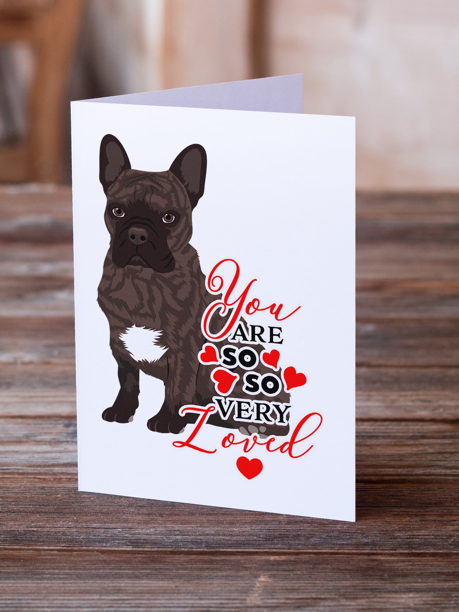 French Bulldog Brindle #1 so Loved Greeting Cards and Envelopes Pack of 8 - the-store.com