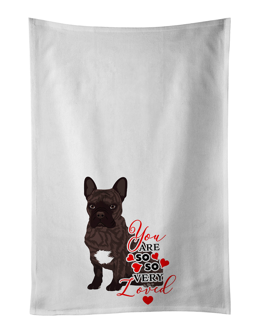 Buy this French Bulldog Brindle #1 so Loved White Kitchen Towel Set of 2