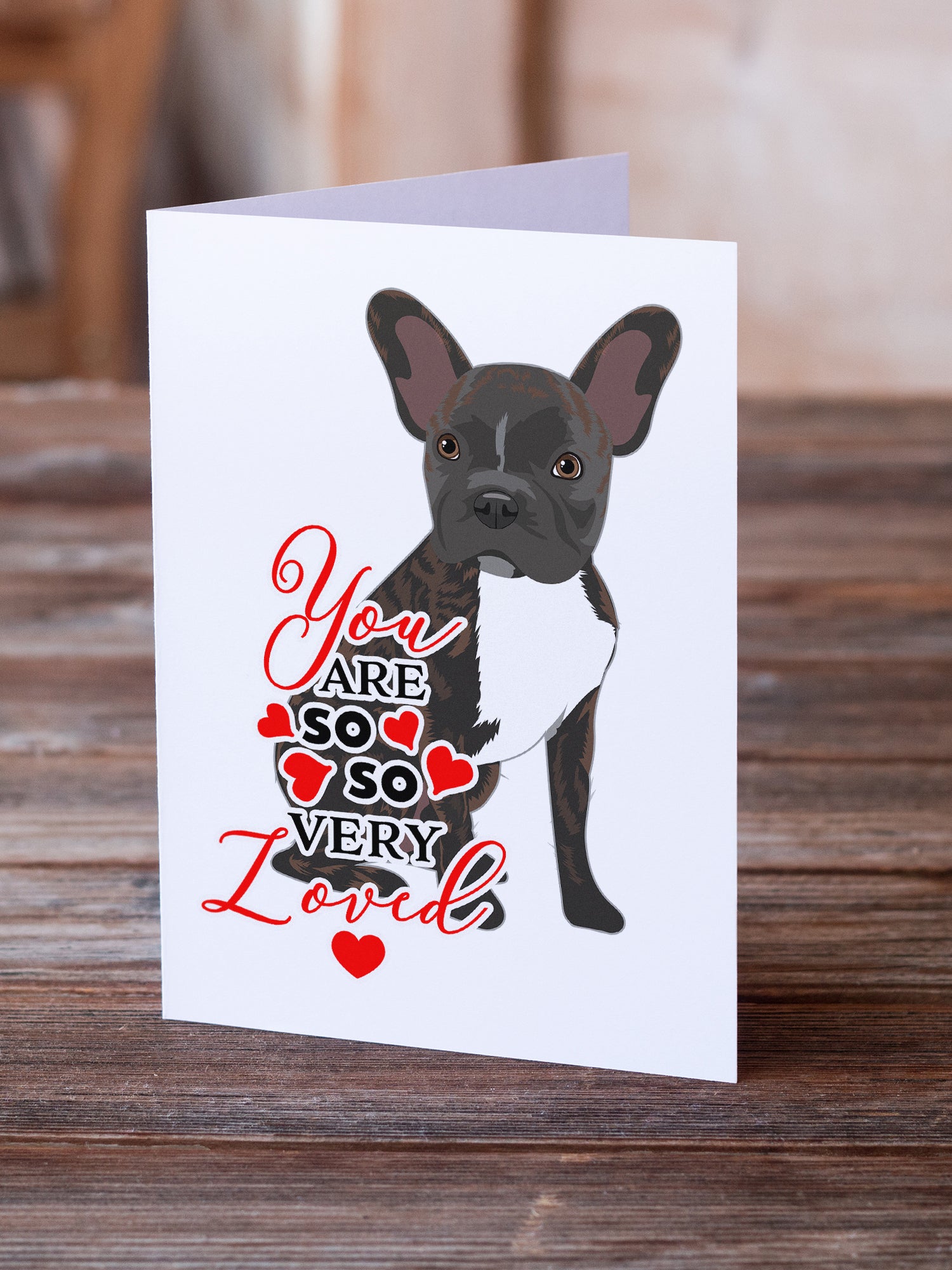 French Bulldog Brindle #2 so Loved Greeting Cards and Envelopes Pack of 8 - the-store.com