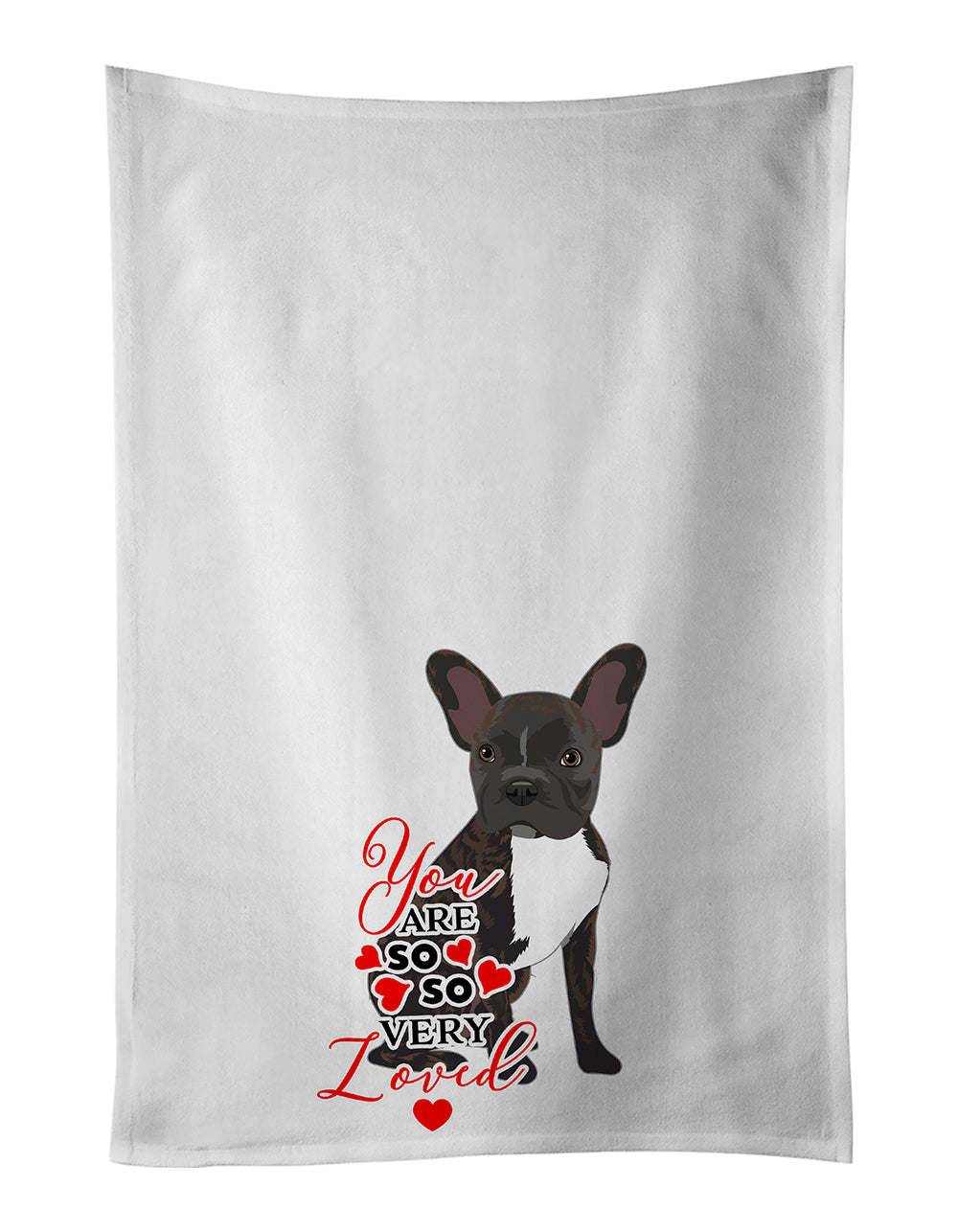 Buy this French Bulldog Brindle #2 so Loved White Kitchen Towel Set of 2