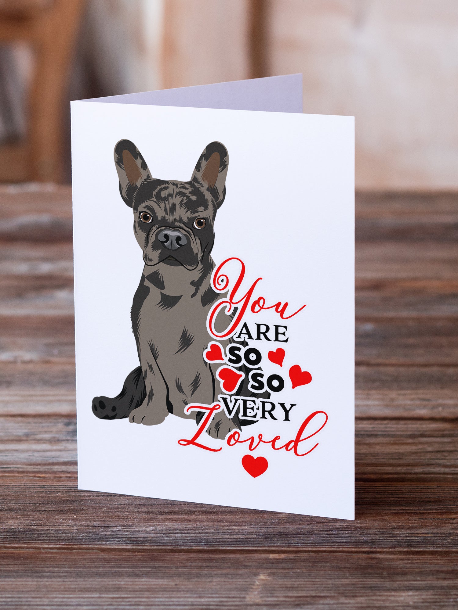 French Bulldog Chocolate so Loved Greeting Cards and Envelopes Pack of 8 - the-store.com