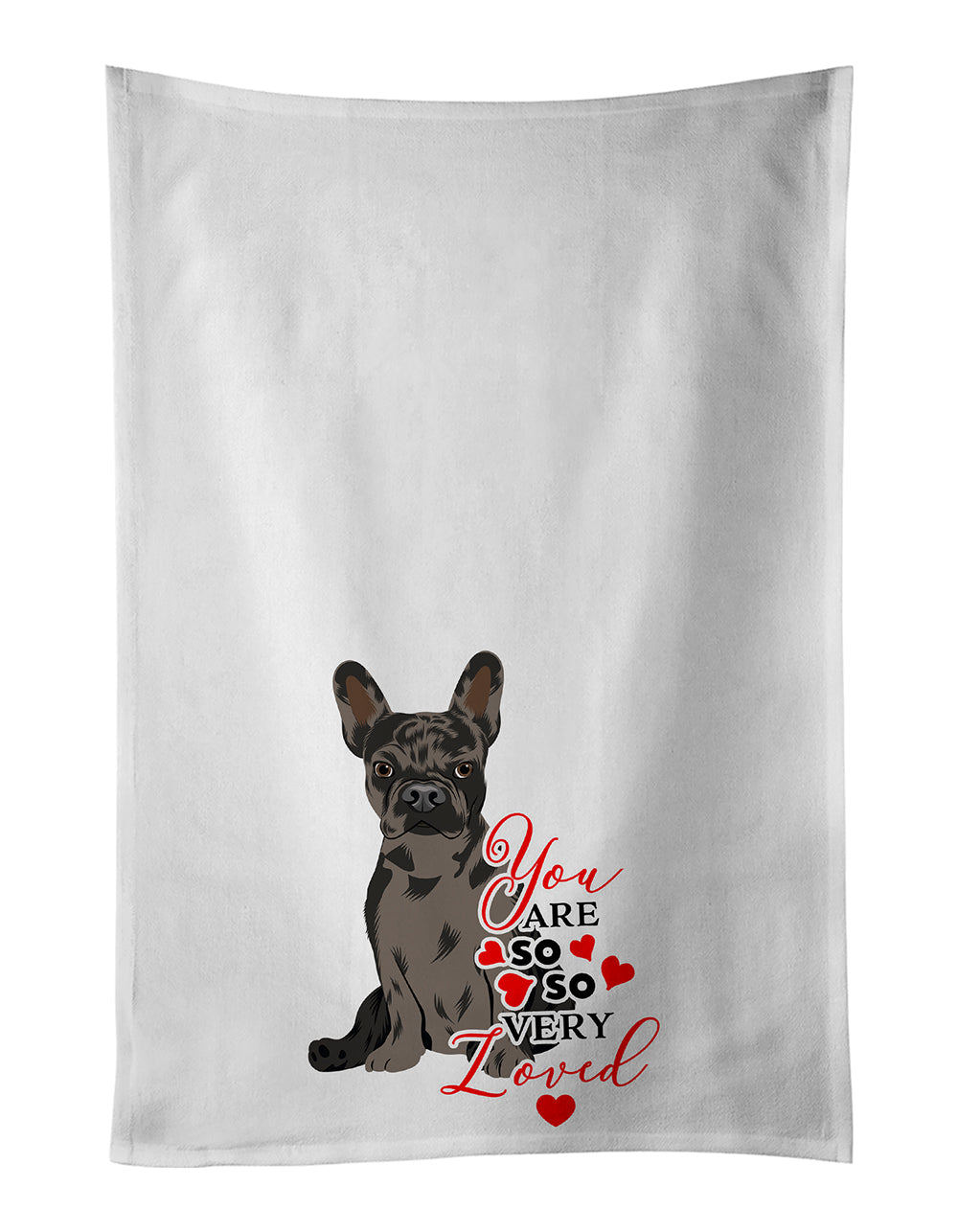 Buy this French Bulldog Chocolate so Loved White Kitchen Towel Set of 2