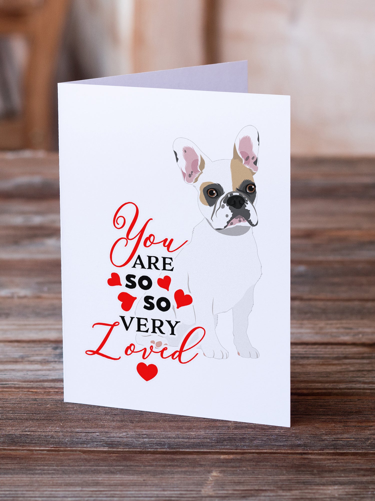 French Bulldog White #1 so Loved Greeting Cards and Envelopes Pack of 8 - the-store.com